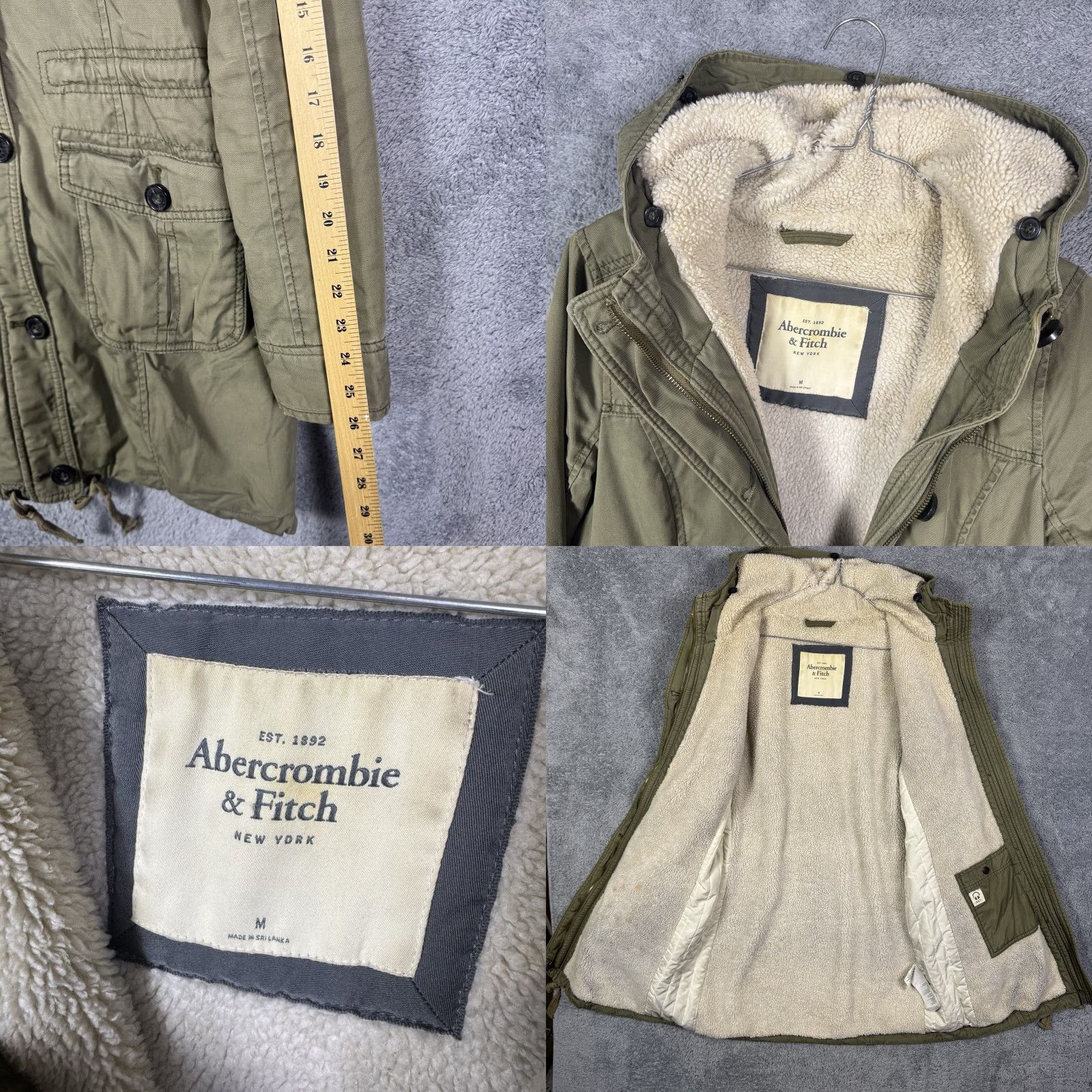Abercrombie & Fitch Abercrombie & Fitch Jacket Womens M Sherpa Parka Trench Field Chore Coat VTG Y2K Green Hooded Long Sleeve Size M / US 6-8 / IT 42-44 - 9 Thumbnail