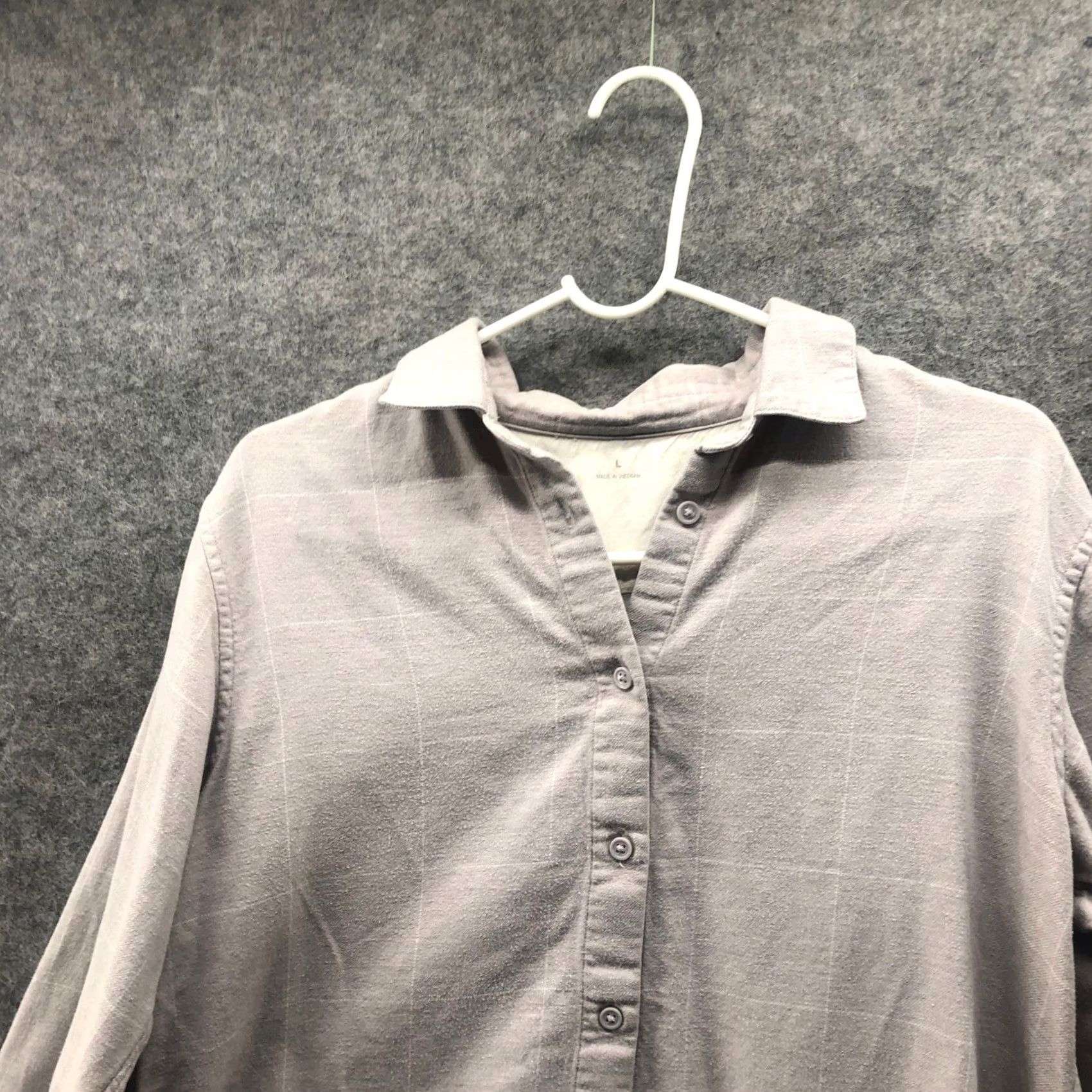 Muji Muji Flannel Shirt Womens L Beige Grid Plaid Cotton Button Down Size L / US 10 / IT 46 - 3 Thumbnail