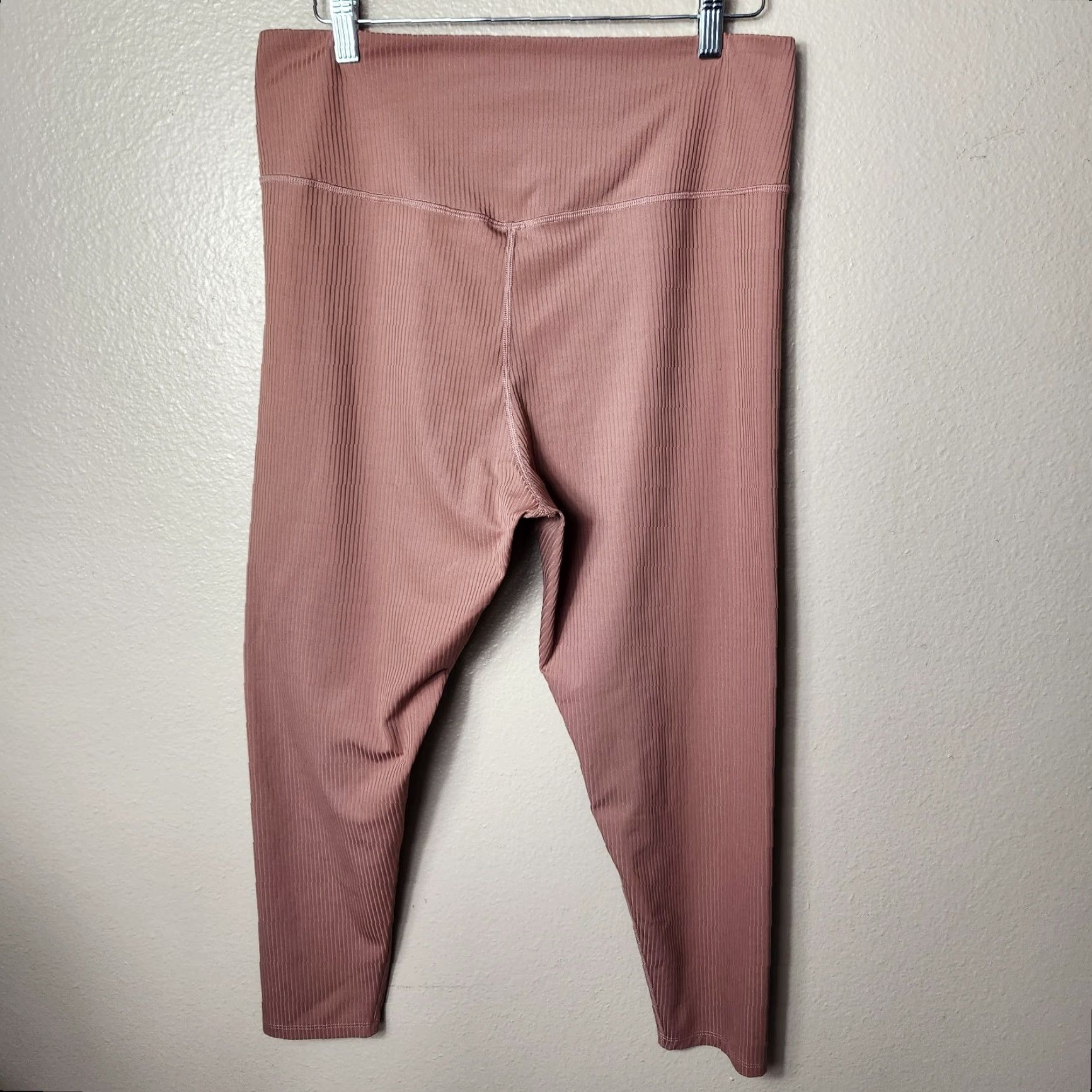 Girlfriend Collective girlfriend collective Womens Leggings - Pink Ribbed Leggings - Size XXL - Rosewood Pink - Plus Size - Ankle, Skinny - High Rise - Yoga - Activewear Size ONE SIZE - 6 Thumbnail