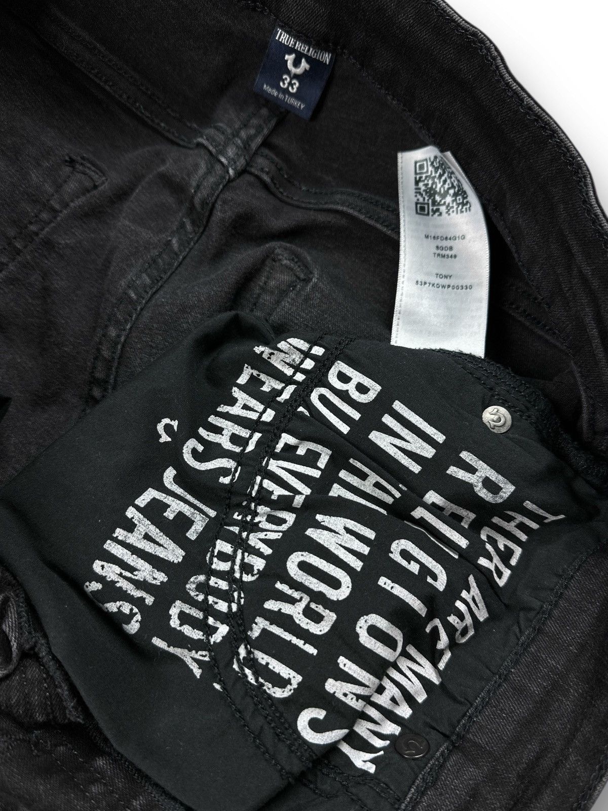 True Religion True Religion Tony Skinny Full Black Opium Stretch Jeans W33 Size US 33 - 16 Thumbnail