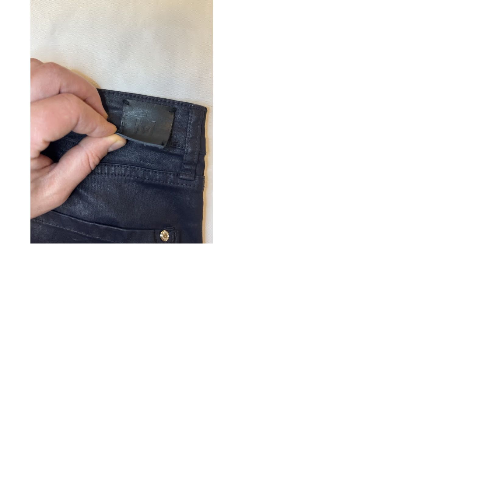 Mango Mango Belle Dark Blue Cotton Pants Stretch Fit Shimmer Women’s 8 Size 30" / US 8 / IT 44 - 9 Thumbnail