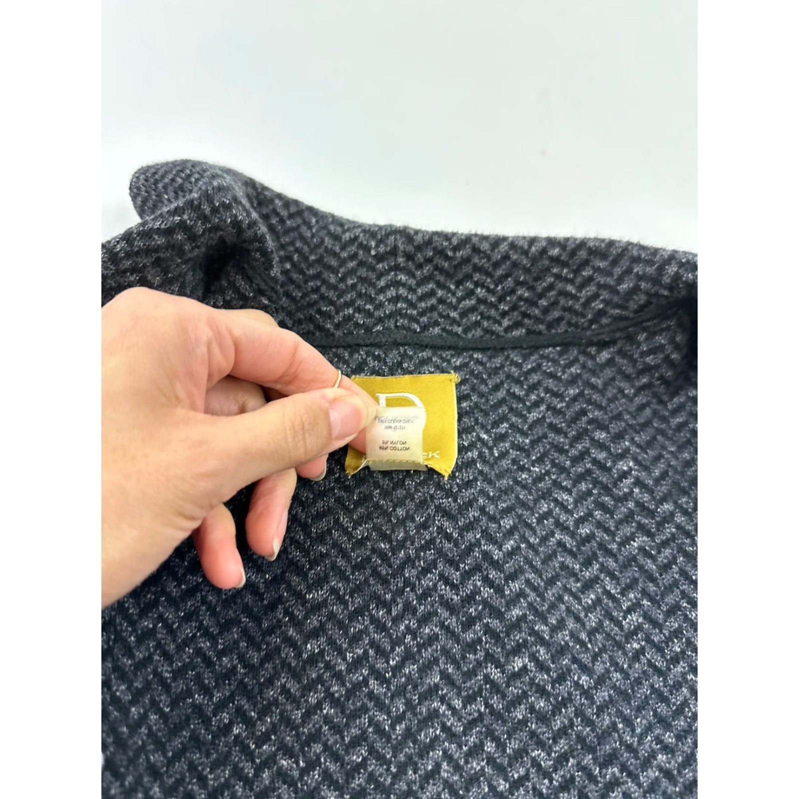 Vintage Damask Cardigan Sweater Women’s S Open Gray Herringbone Ribbed Classic Preppy Confident Casual Size S / US 4 / IT 40 - 5 Thumbnail