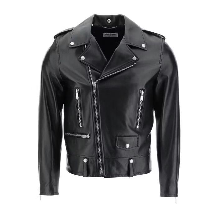 image of Saint Laurent Paris O1S22I1N0524 Leather Jacket In Black, Men's (Size Medium)