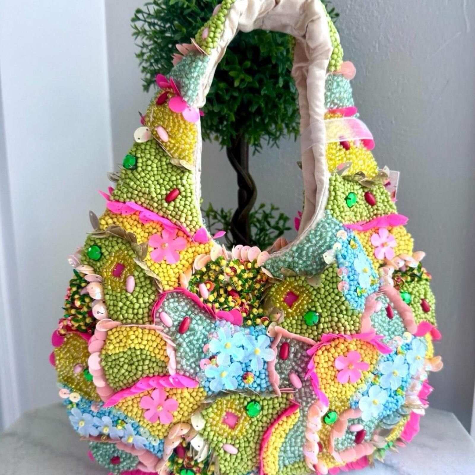 Marsell TikTok Viral Floral Beaded Bag with Sequins Size ONE SIZE - 3 Thumbnail