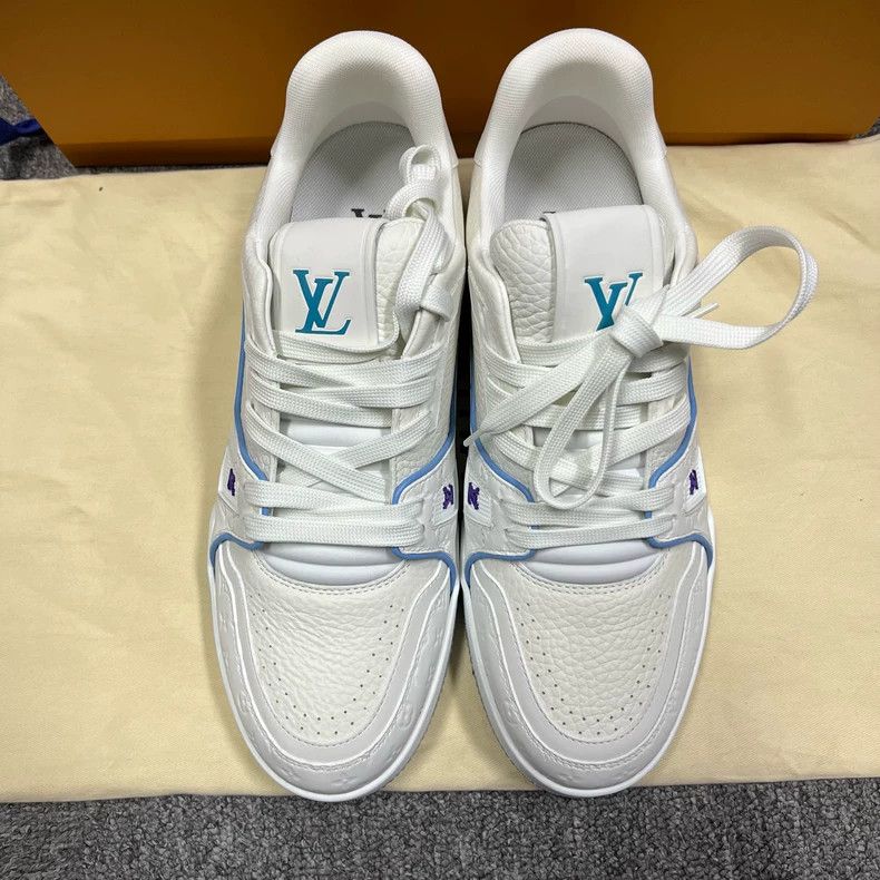 Louis Vuitton Louis Vuitton White, blue and purple cow leather lace-up f Size US 7 / EU 40 - 3 Thumbnail