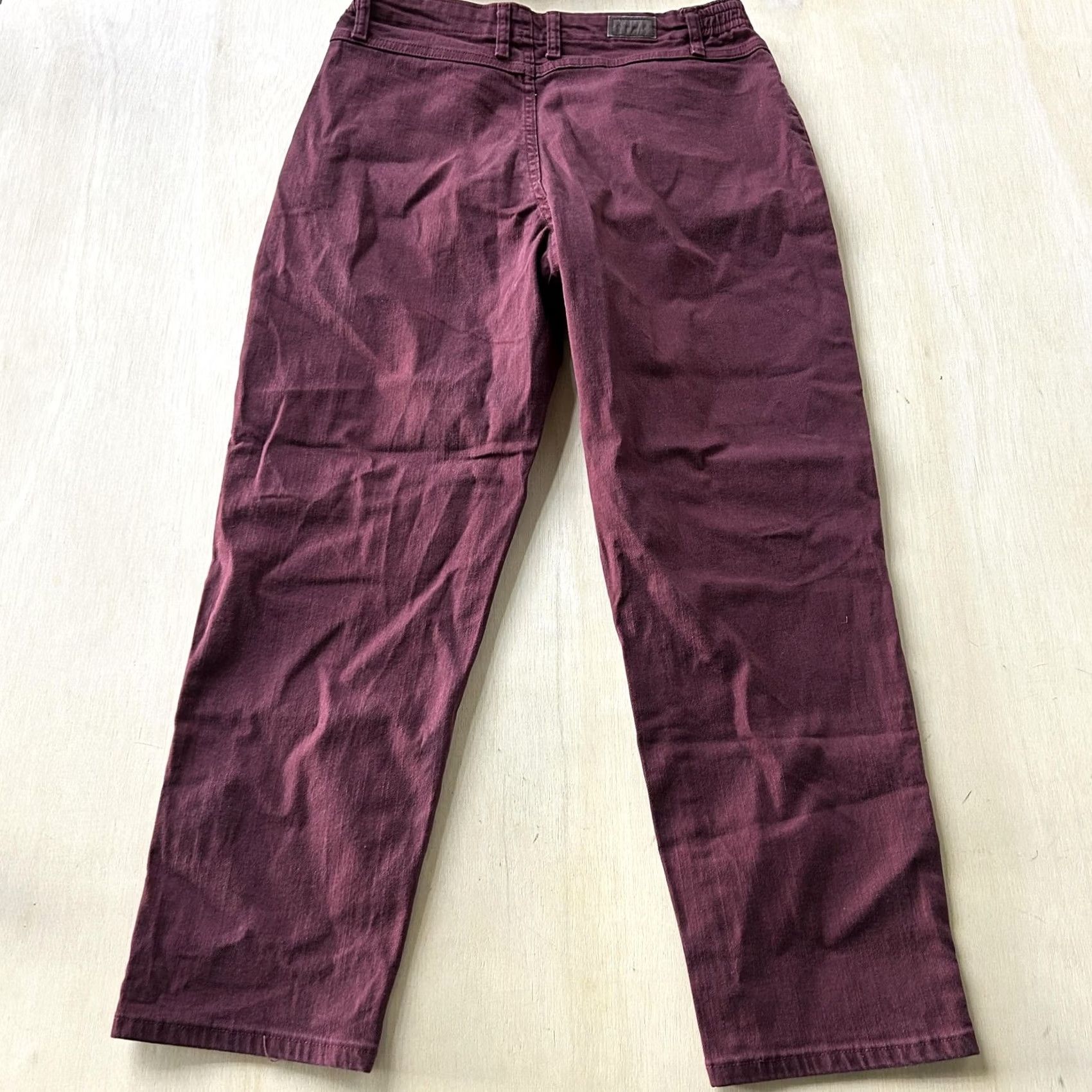 Lee Lee Jeans Side Elastic 14 Short Dark Red Relaxed Straight Stretch Denim Womens Jeans Size 36" / US 14 / IT 50 - 4 Thumbnail