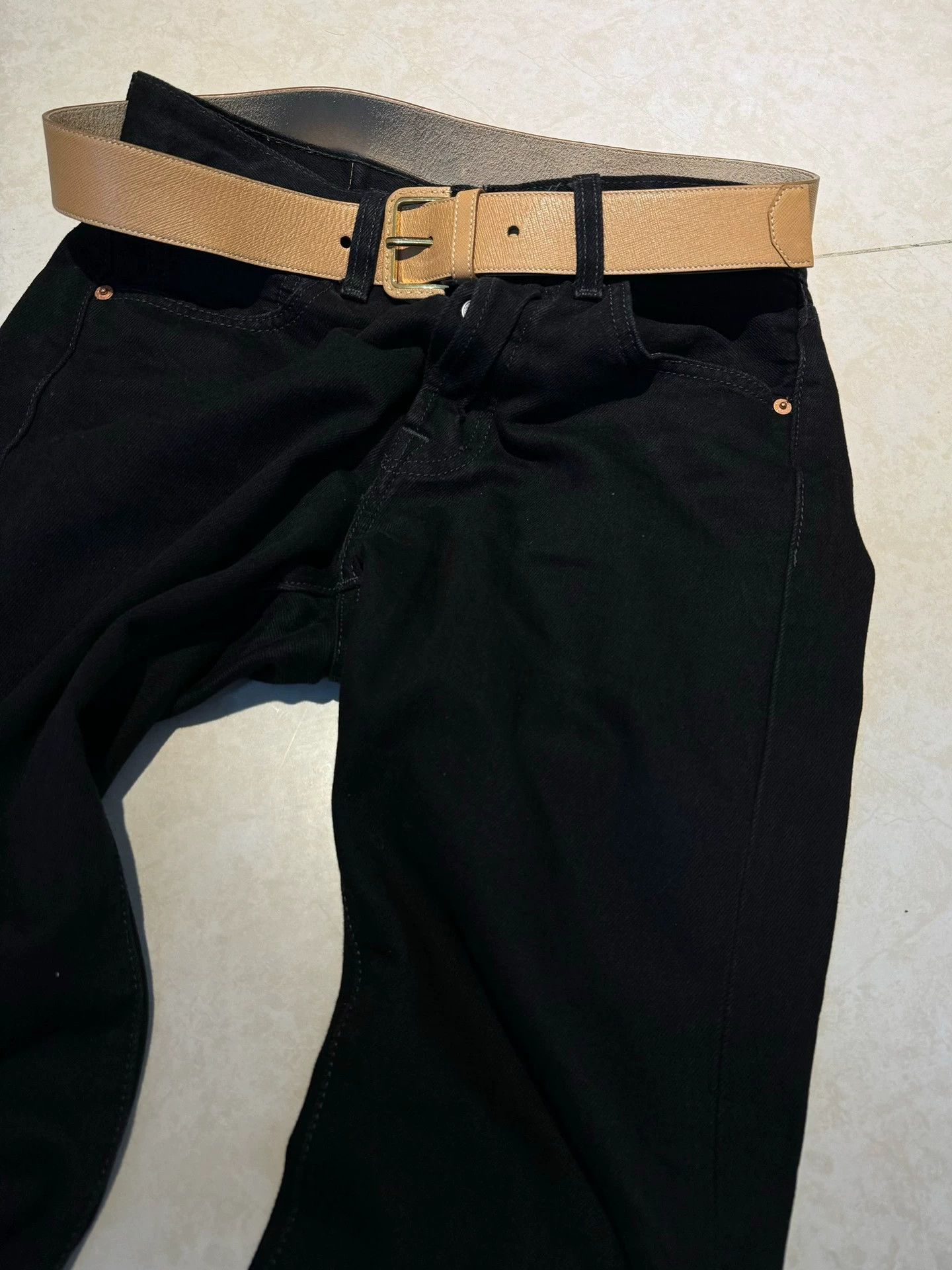 Prada Prada Tan Crosshatch Suede Lining Belt Vintage Punk Unisex Size ONE SIZE - 2 Thumbnail