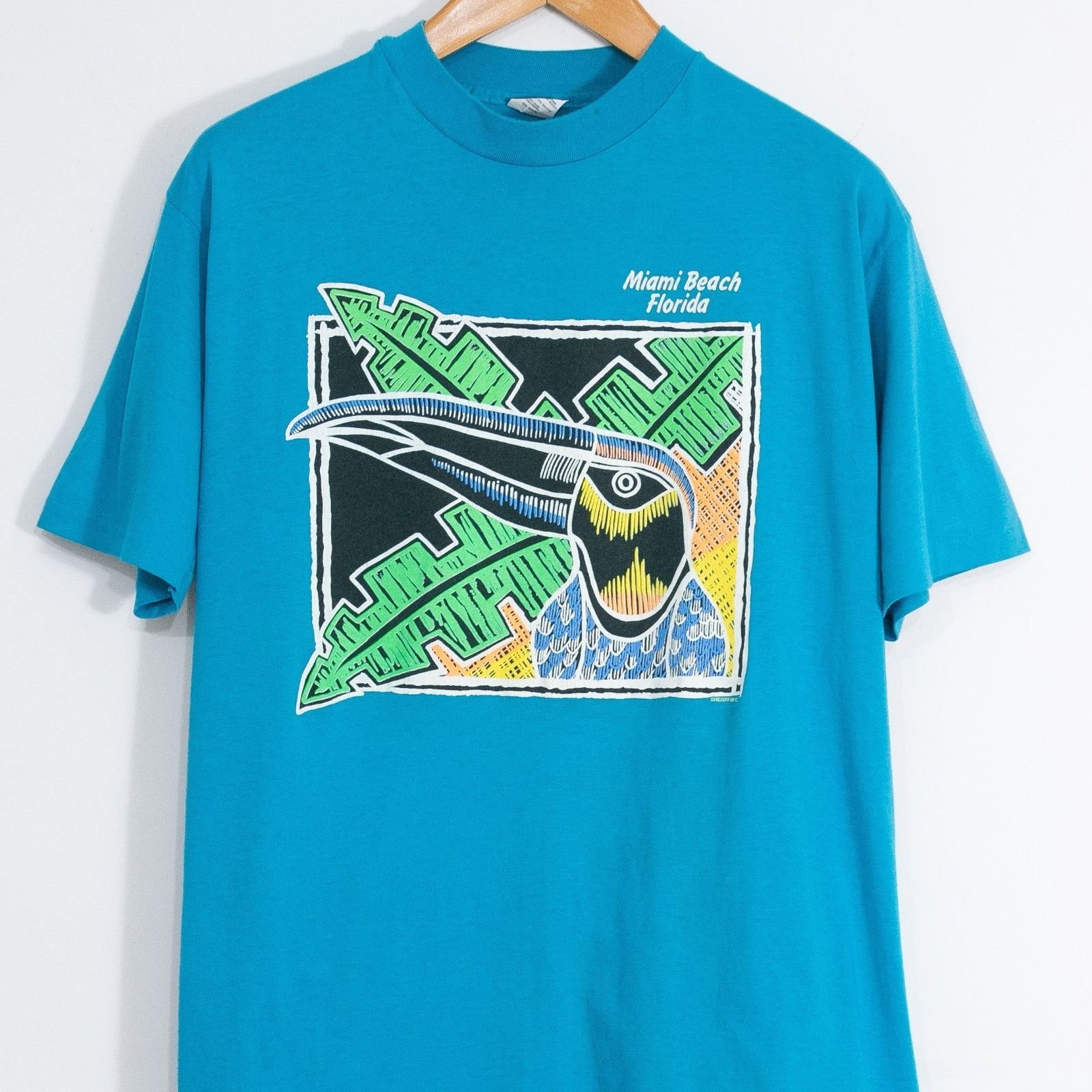 Vintage Vintage 90s Miami Beach Florida T Shirt Men XL Single Stitch Size US XL / EU 56 / 4 - 2 Thumbnail