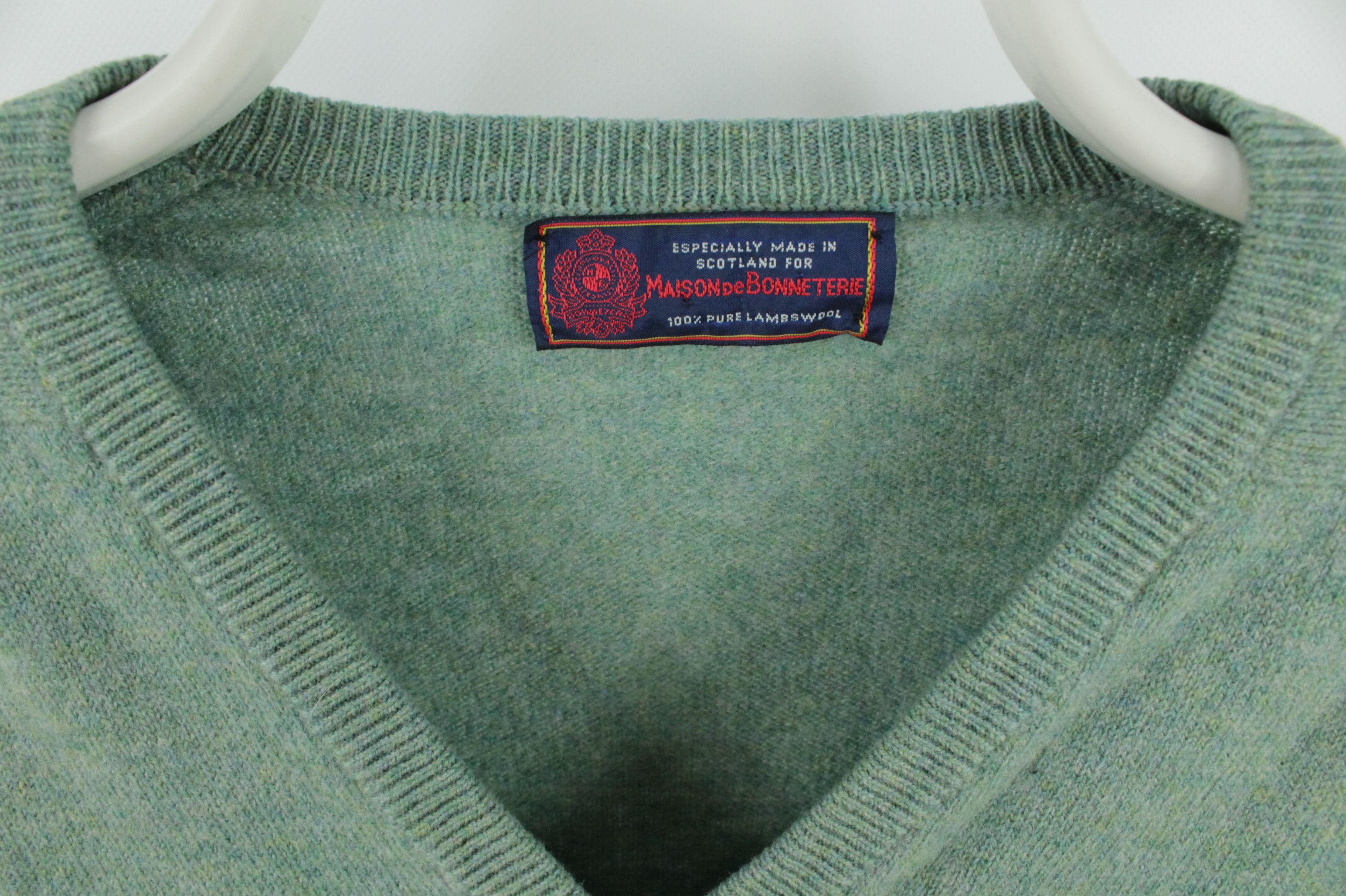 Vintage Vintage Maison de Bonneterie V-Neck Wool Sweater Pullover Size US L / EU 52-54 / 3 - 3 Thumbnail