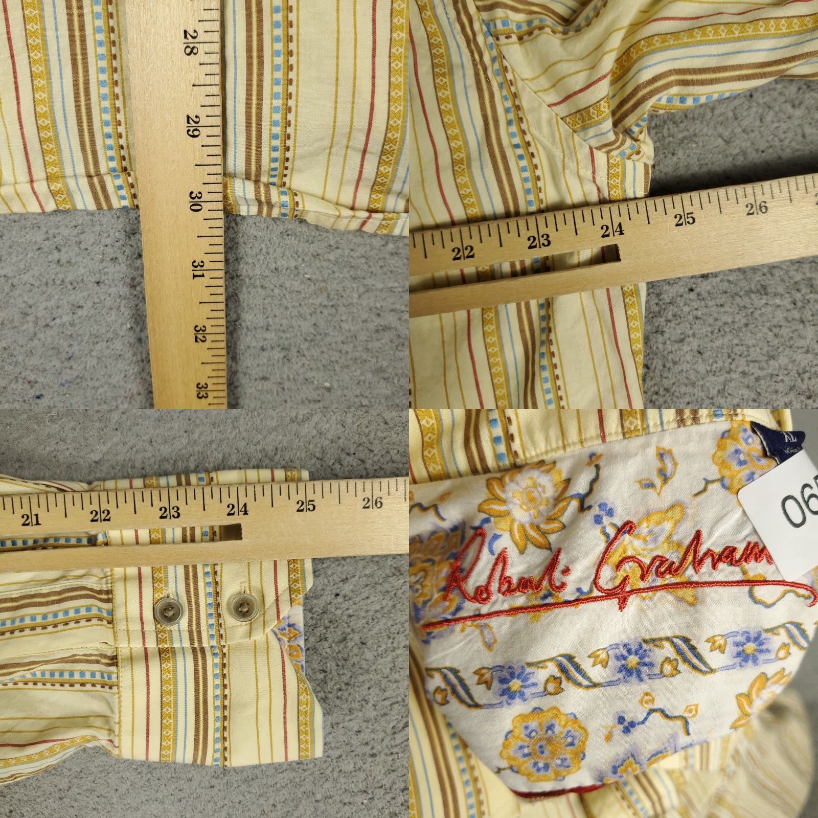 Robert Graham Robert Graham Shirt Mens XL Yellow/Beige Striped Button Up Long Sleeve Size US XL / EU 56 / 4 - 8 Thumbnail