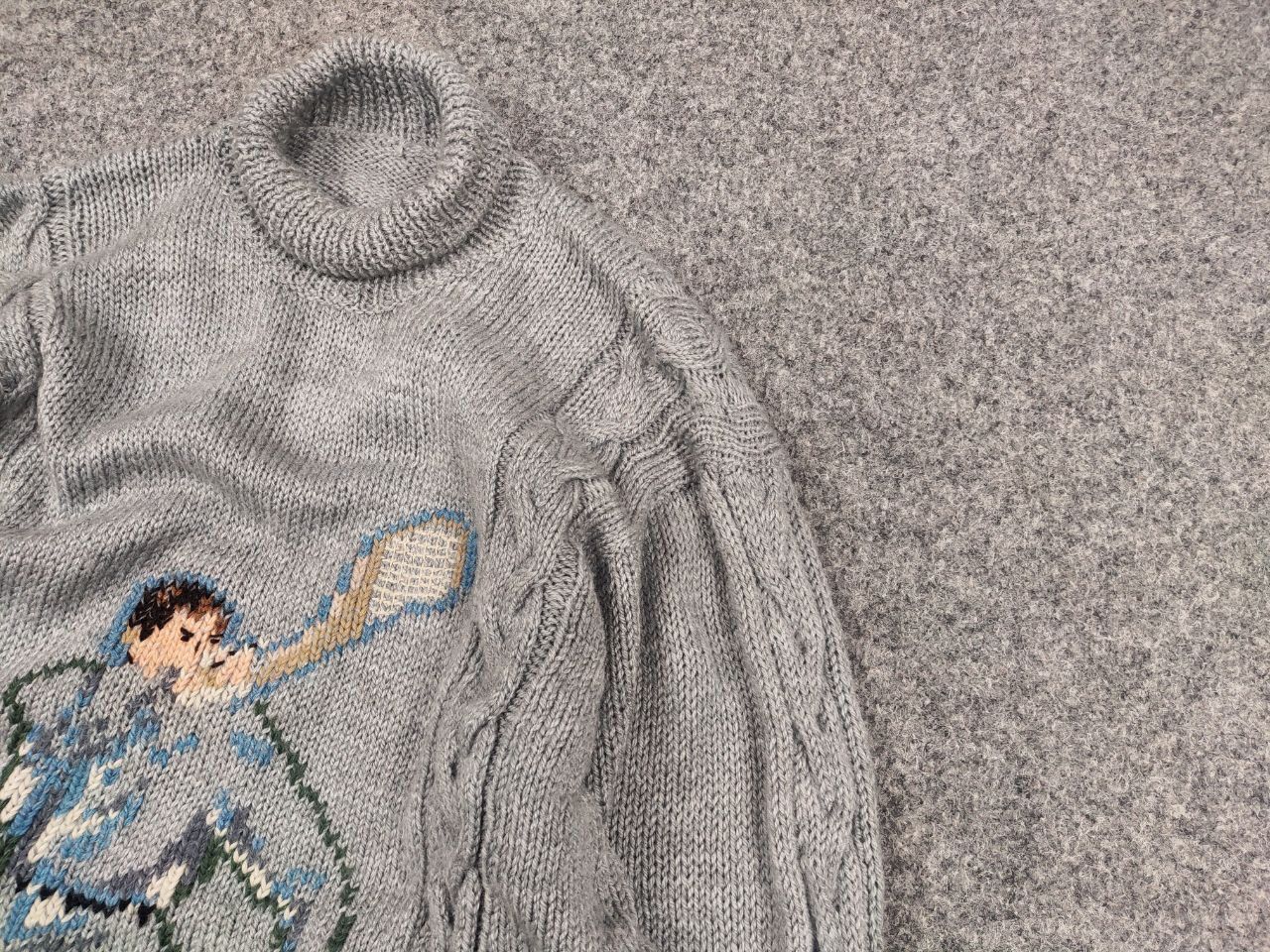 Japanese Brand Vintage 90's handmade Knit Sweater with big tennis player Size US S / EU 44-46 / 1 - 4 Thumbnail