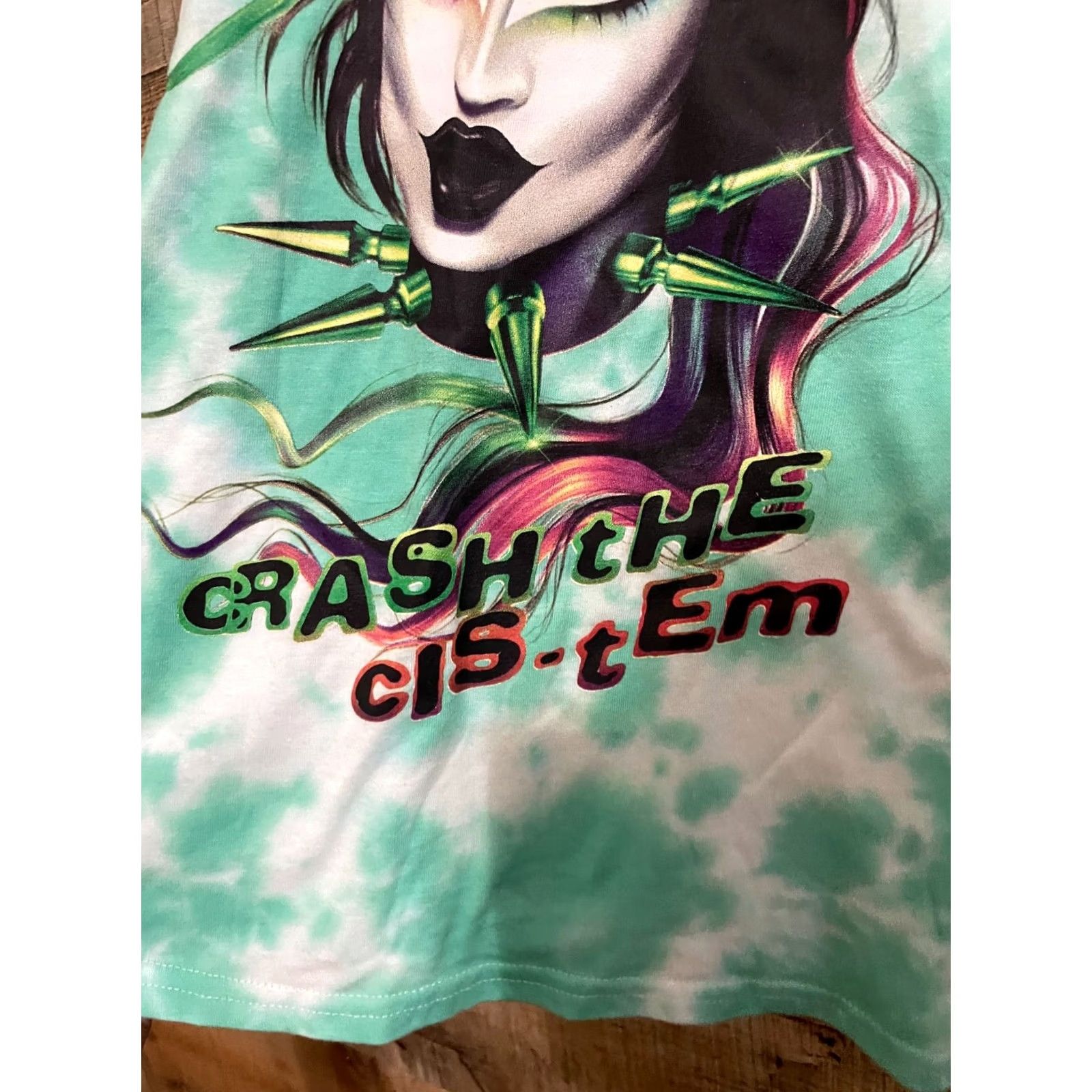 Vintage Gottmik: "Crash The Cis-Tem" T-Shirt Unisex Adults S Green NWT Goodie Two Sleeves Shirt Size US S / EU 44-46 / 1 - 2 Thumbnail