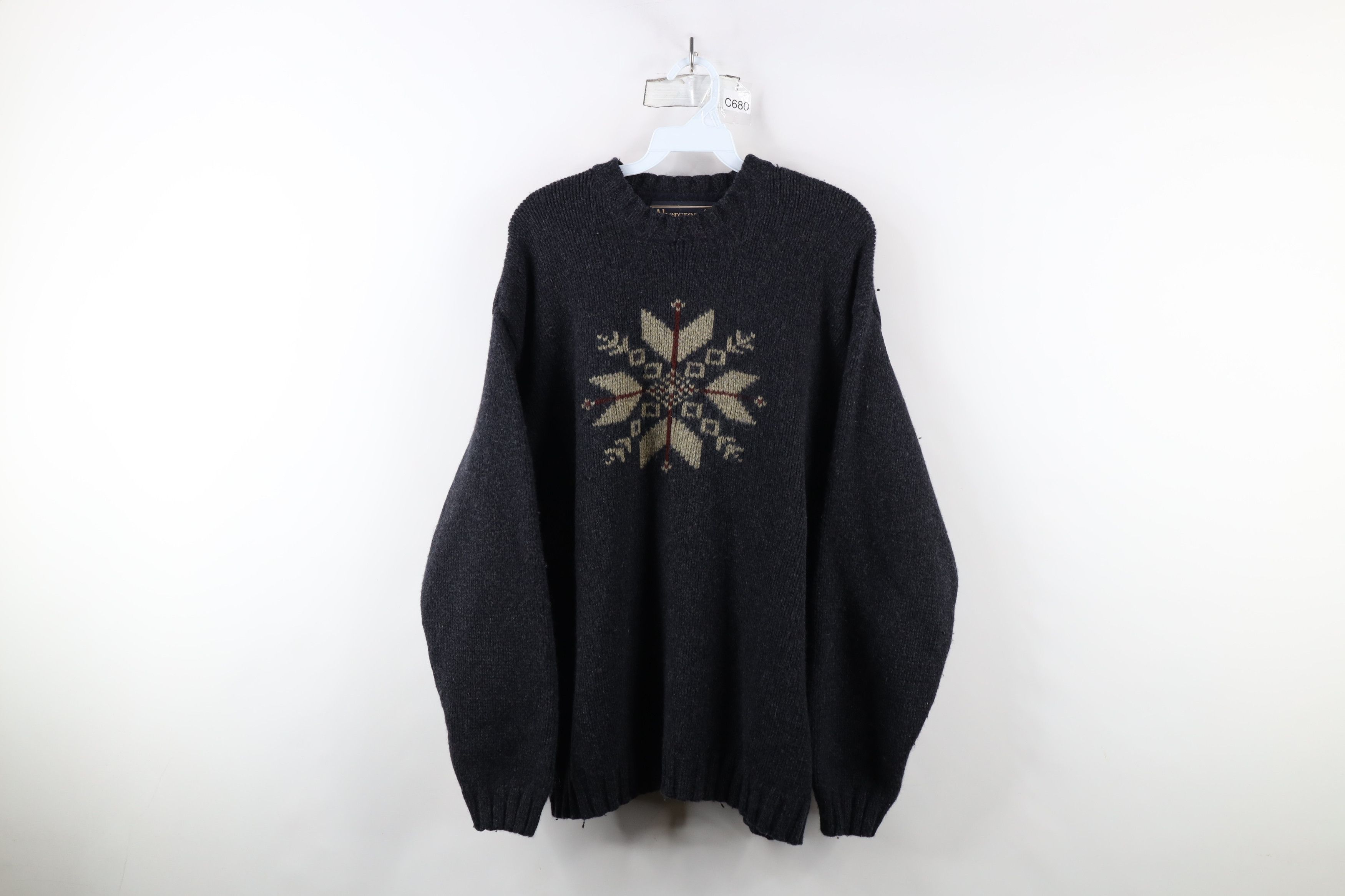 Abercrombie & Fitch × Vintage Vintage 90s Abercrombie & Fitch Lambswool Snowflake Sweater Size US XL / EU 56 / 4 - 1 Thumbnail