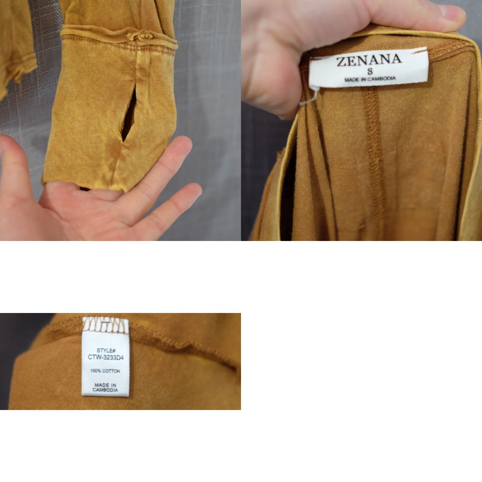 Vintage Nwot! Zenana Oversized Top Acid Wash Brown Lightweight Thumbholes Women S #A16-6 Shirt Adult Small Golden Brown Casual 100% Cotton Womens Size S / US 4 / IT 40 - 8 Thumbnail