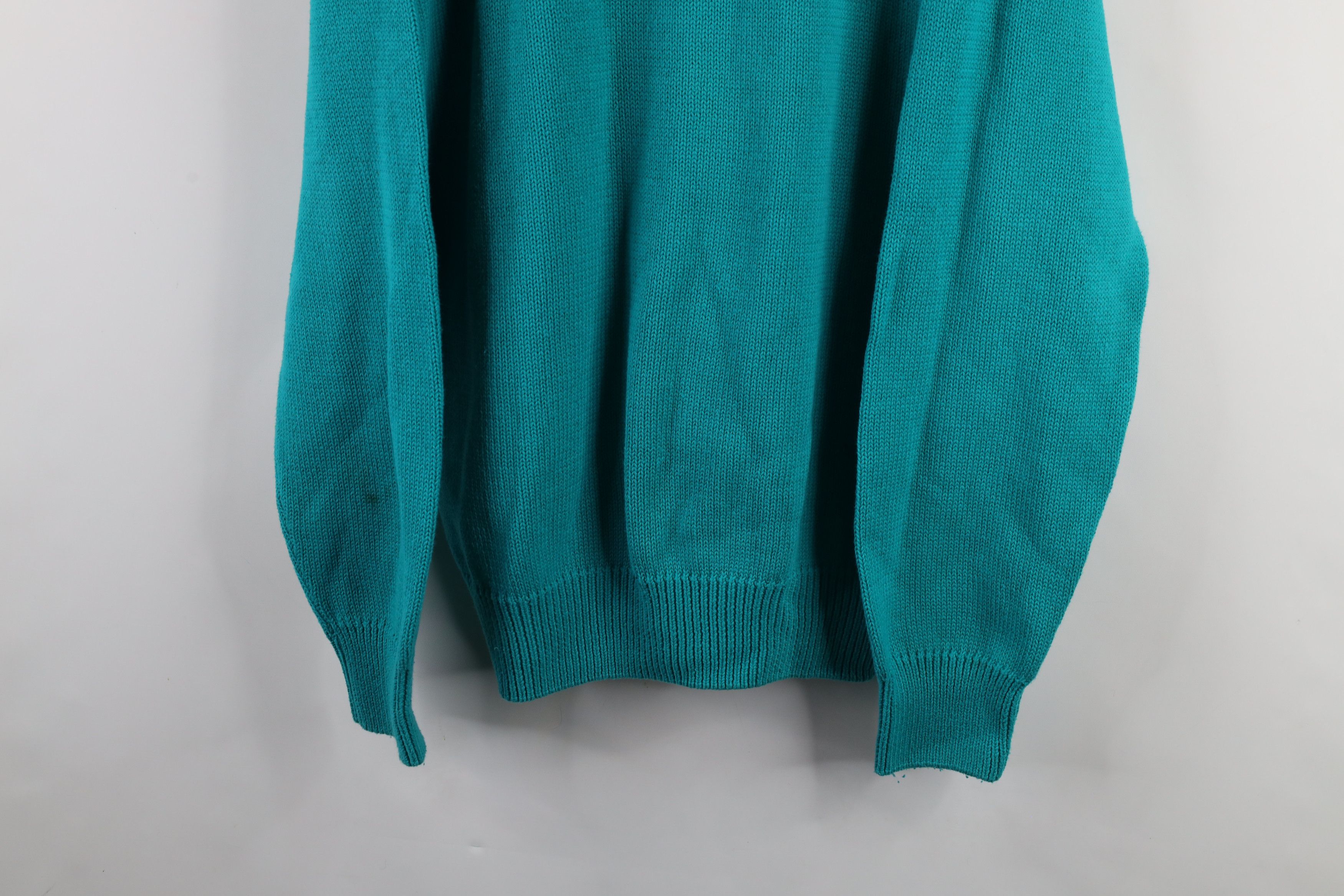 Vintage Vintage 90s Streetwear Cotton Knit Crewneck Sweater Teal Size US XL / EU 56 / 4 - 3 Thumbnail