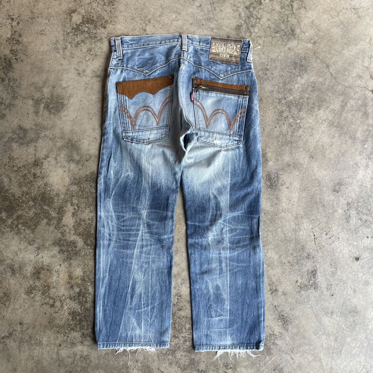Edwin 🔥Vintage Edwin EXS413 Stoned Washed Ripped Distress Jeans Size US 34 / EU 50 - 4 Thumbnail
