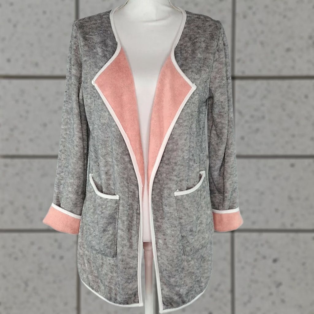 Vintage Helcarcii Cardigan Womens Size M Gray Open Front Knit Top Long Sleeve Pockets Size M / US 6-8 / IT 42-44 - 1 Thumbnail