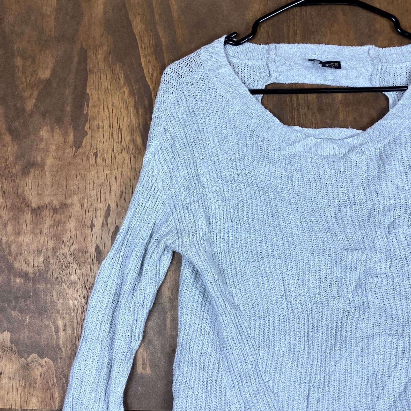 Express Express Womens Sweater Gray Boat Neck Open Back Knit Cotton Blend XS Pullover Knit Woman Crew Neck Casual Everyday Wear | Mens? Size XS / US 0-2 / IT 36-38 - 4 Thumbnail