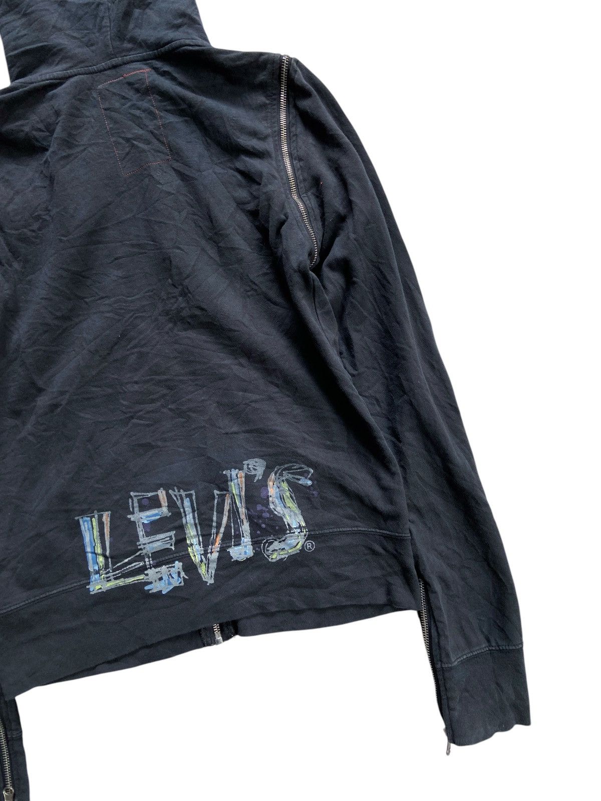 Japanese Brand LEVI'S MULTI ZIPPER PUNK SUN FADED STYLE ZIP HOOODIE Size US S / EU 44-46 / 1 - 16 Thumbnail