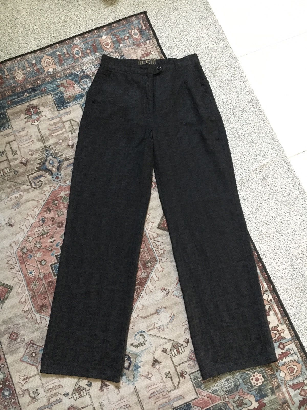 Fendi Vintage Fendi Black Zucca Monogram Linen Pants Size 30" / US 8 / IT 44 - 2 Thumbnail