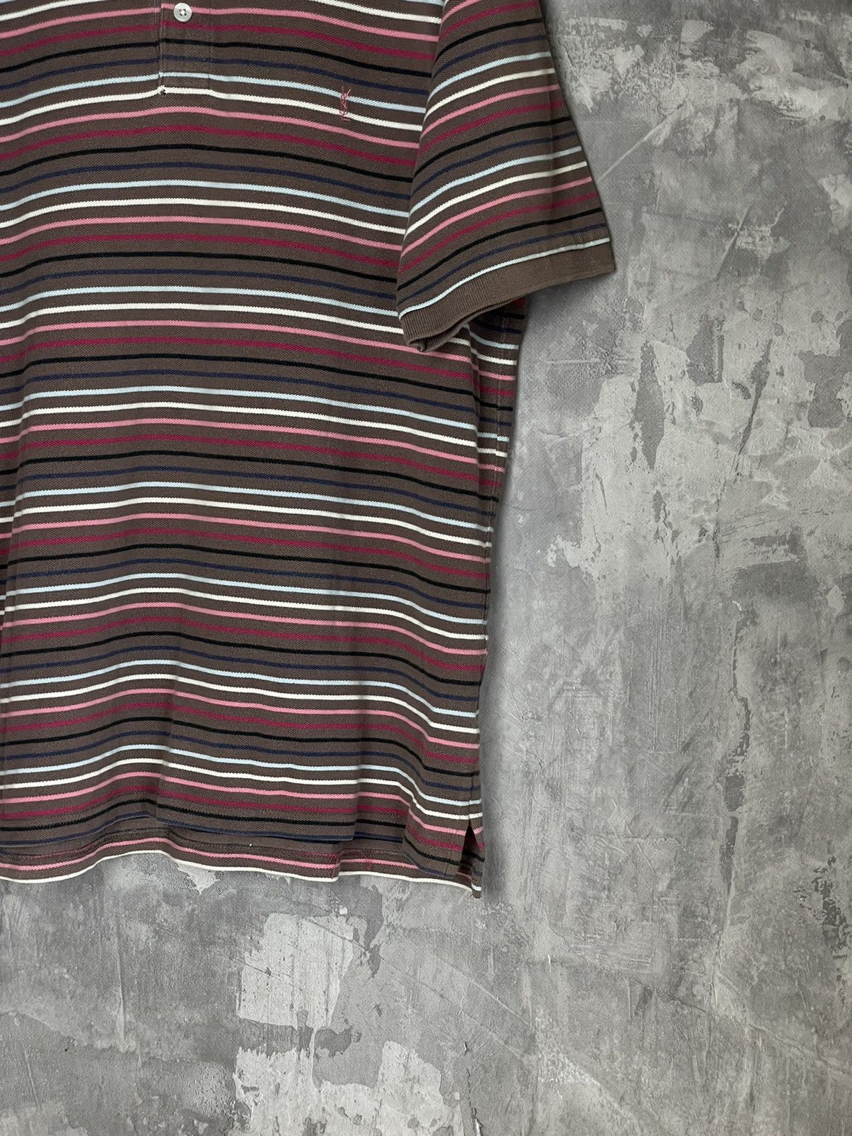 Vintage × Yves Saint Laurent Vintage Yves Saint Laurent Striped Polo Shirt Size L Size US L / EU 52-54 / 3 - 6 Thumbnail