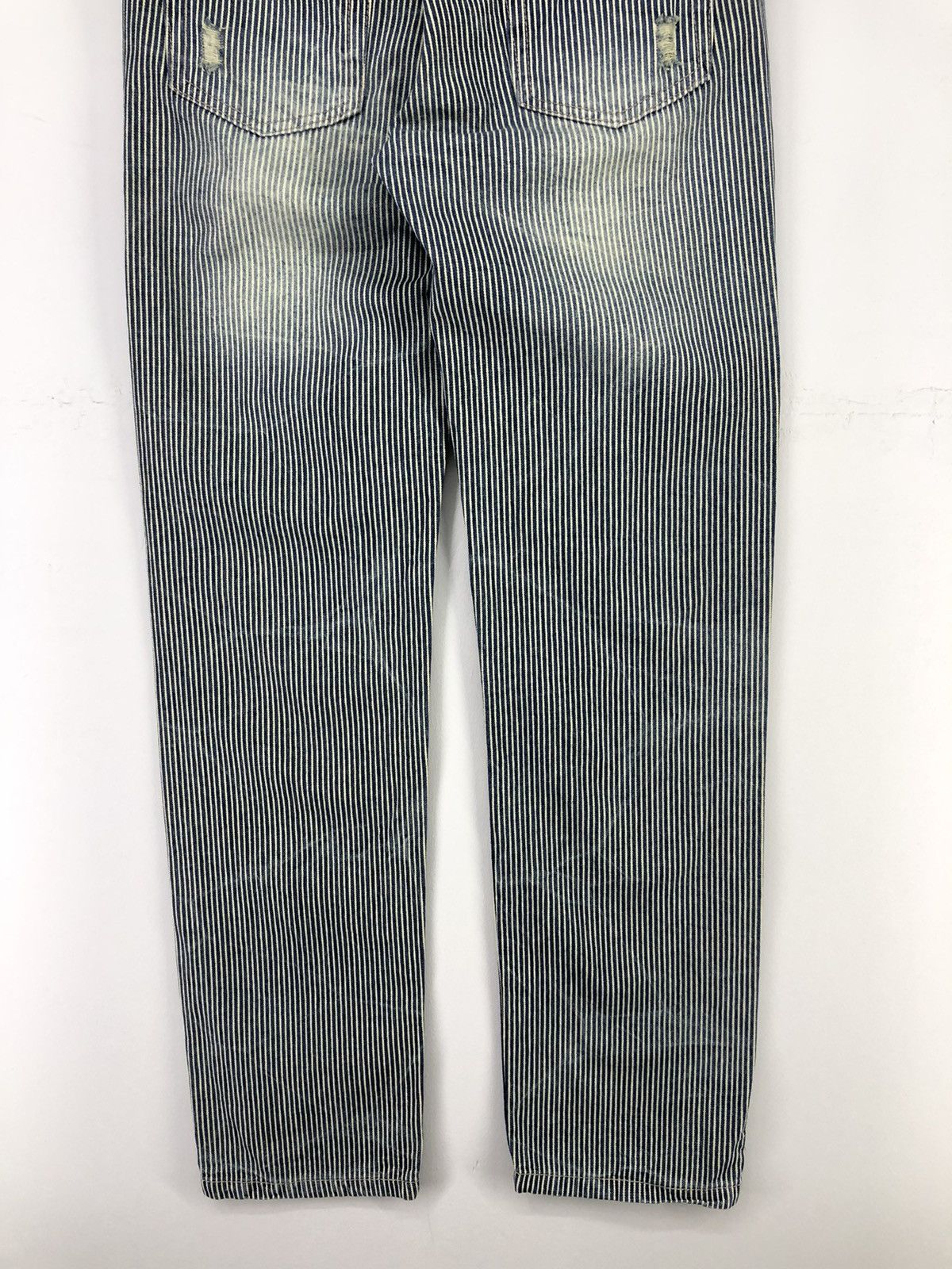 Japanese Brand Vintage Japanese Wave List Distressed Hickory Stripe Jeans Size US 29 - 17 Thumbnail