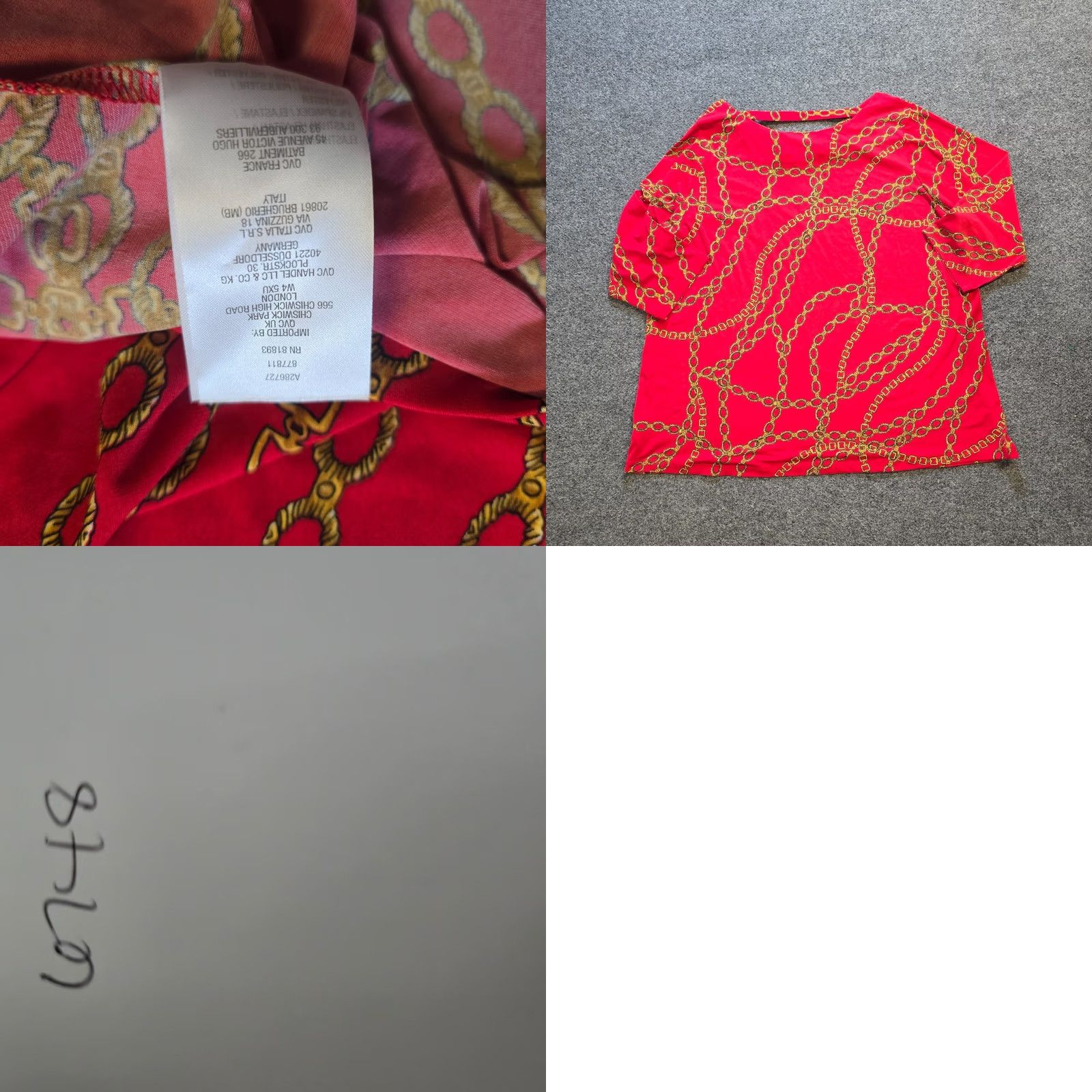 Vintage Susan Graver Top Womens 2X Red Yellow Chains Cowl Neck Blouse Geometric Knit 3/4 Sleeve Stretchy Plus Size Adult Womens Size XXL / US 16-18 / IT 52-54 - 8 Thumbnail