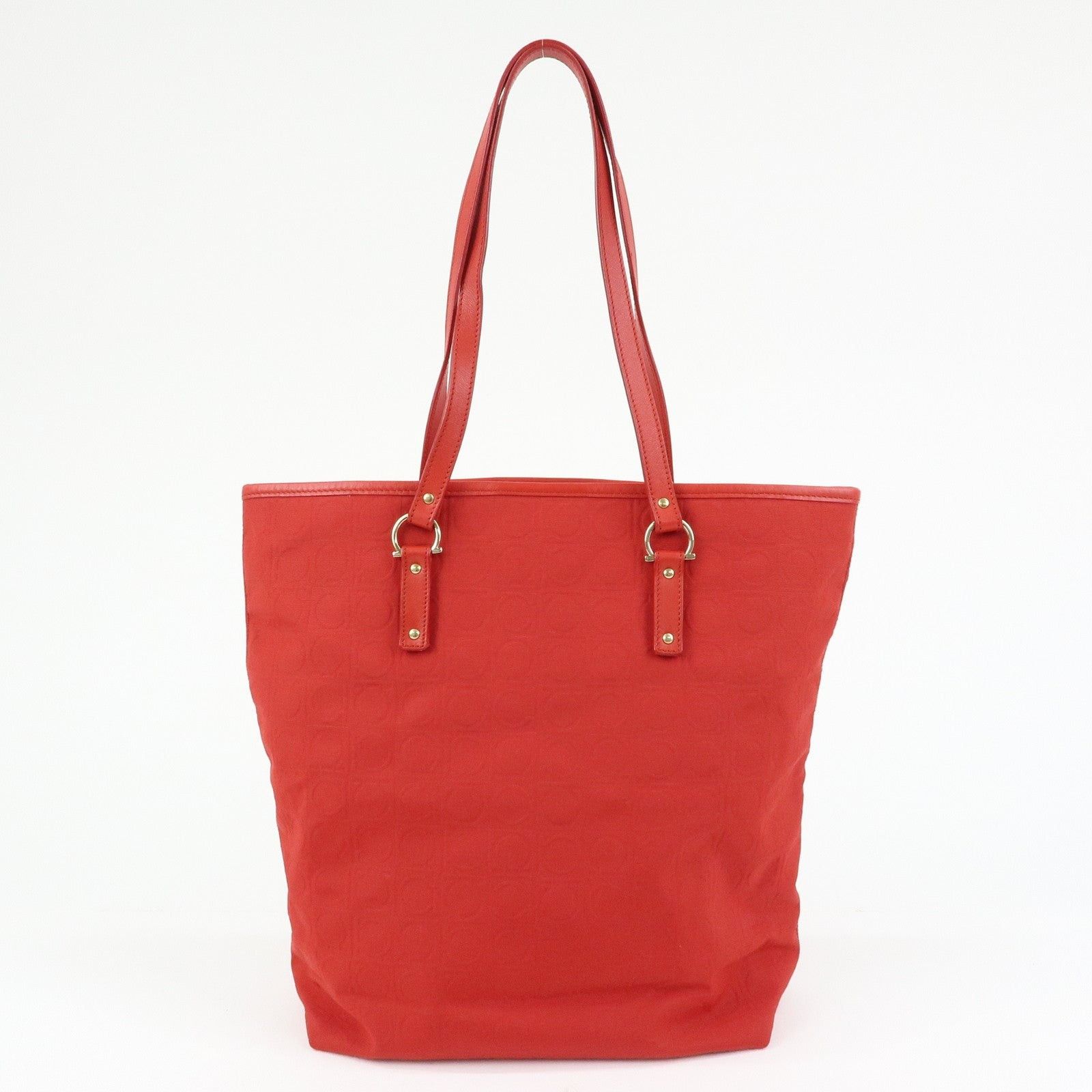 Salvatore Ferragamo Ferragamo Gancini Canvas Tote Red Size ONE SIZE - 2 Thumbnail