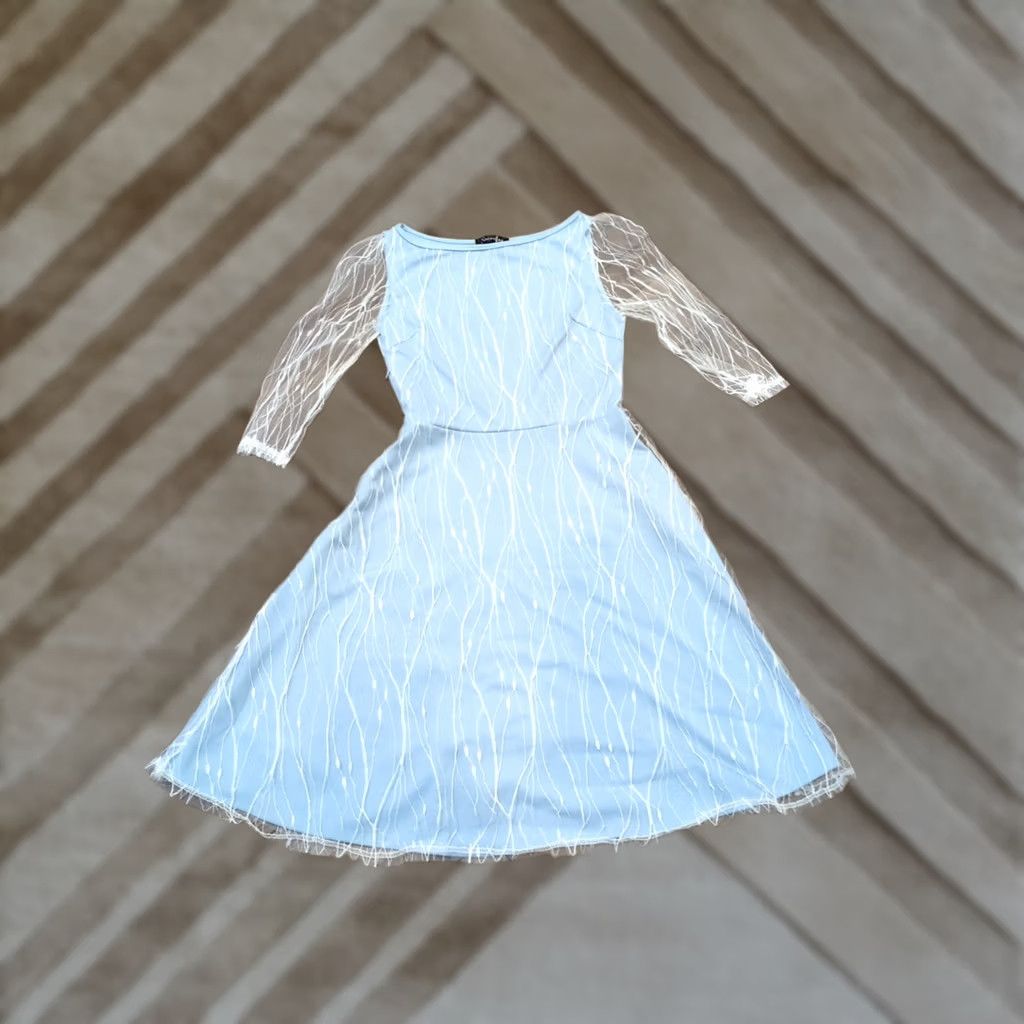Layer 8 Womens Dress Sucrefas Fit & Flare Knee Length Lace Layered Blue M Size M / US 6-8 / IT 42-44 - 1 Thumbnail