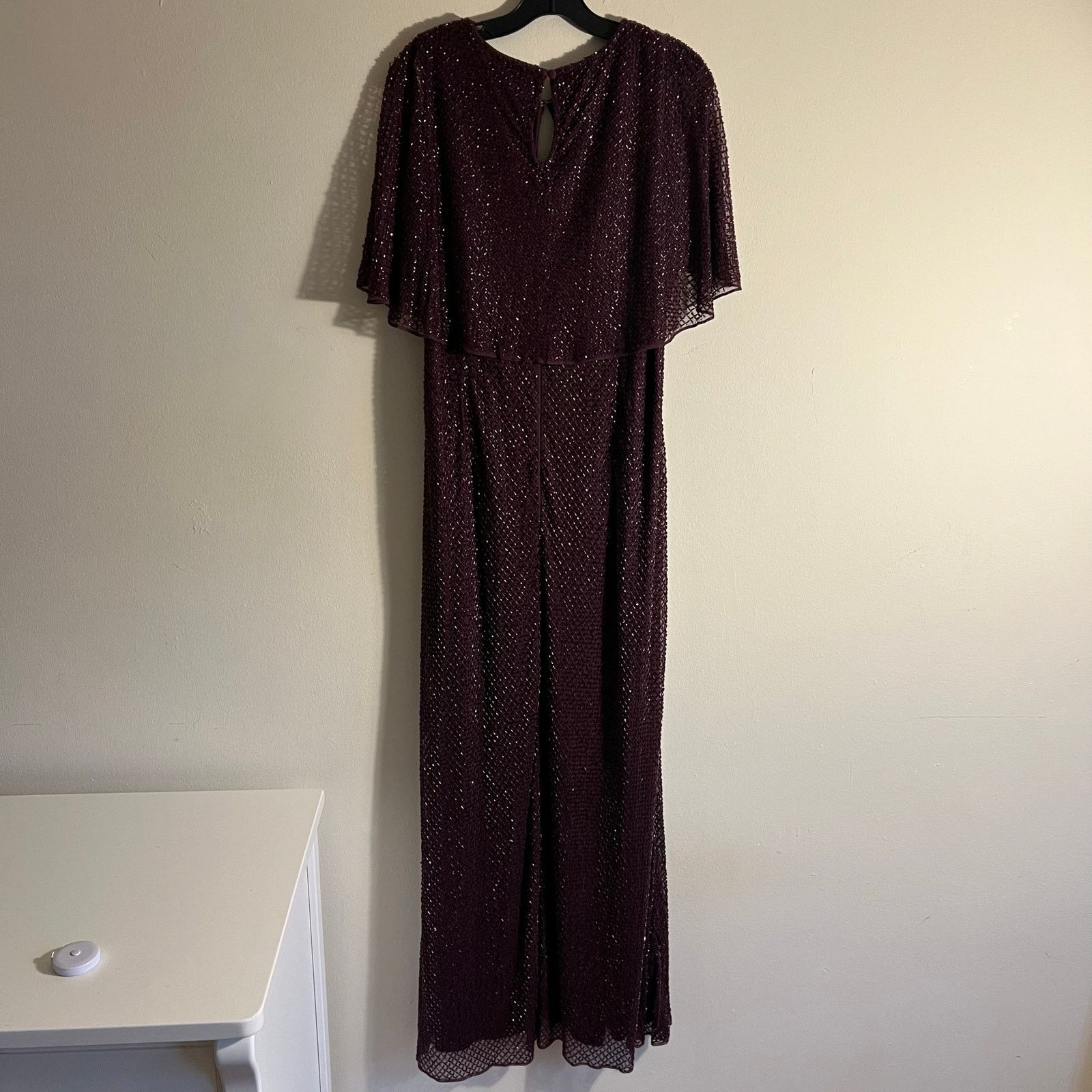 MACH & MACH Mac Duggal Sequin Cape Sleeve Gown Amethyst maxi dress 14 Size XL / US 12-14 / IT 48-50 - 6 Thumbnail