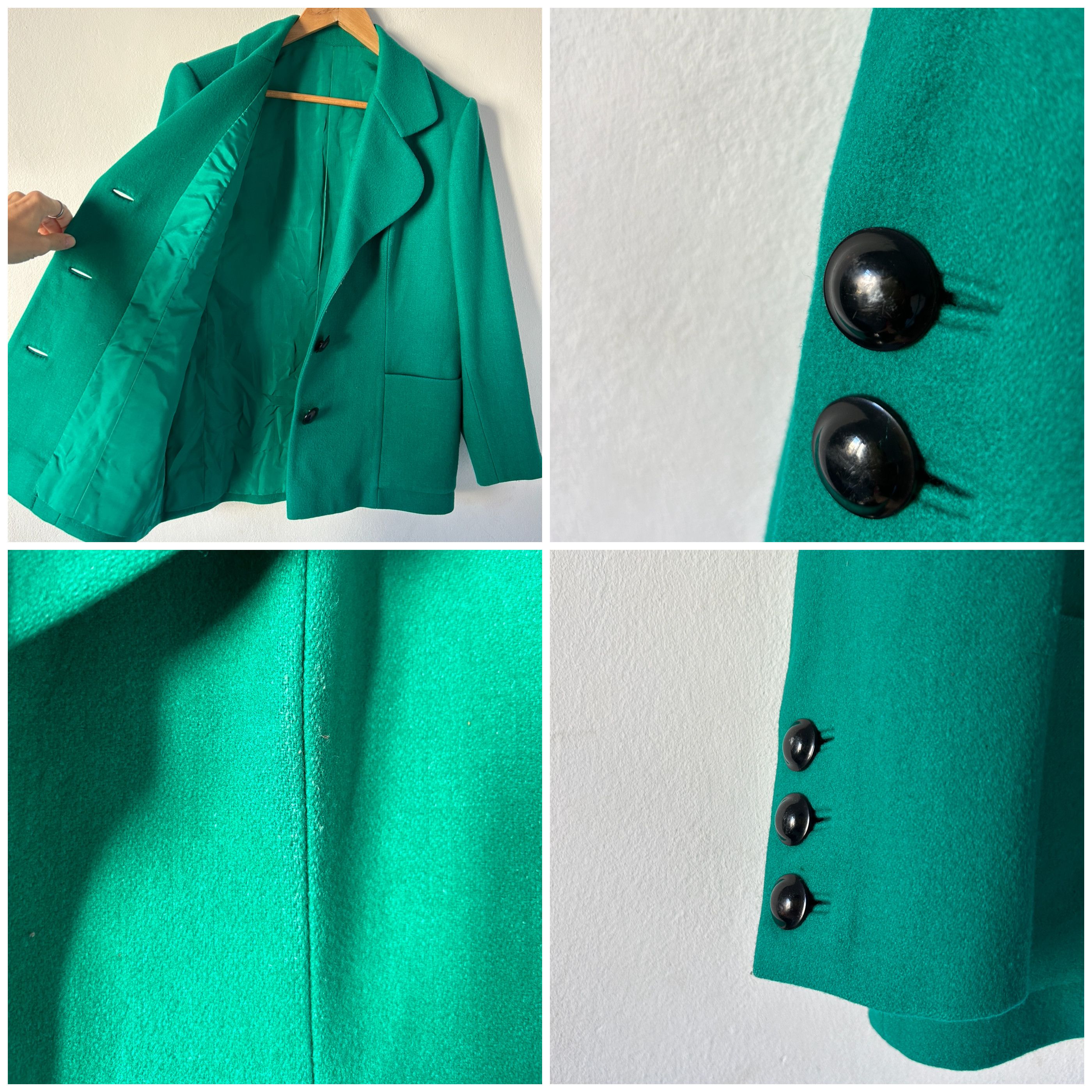 Vintage Vintage 90s Pure Wool Green Jacket Size M / US 6-8 / IT 42-44 - 6 Thumbnail