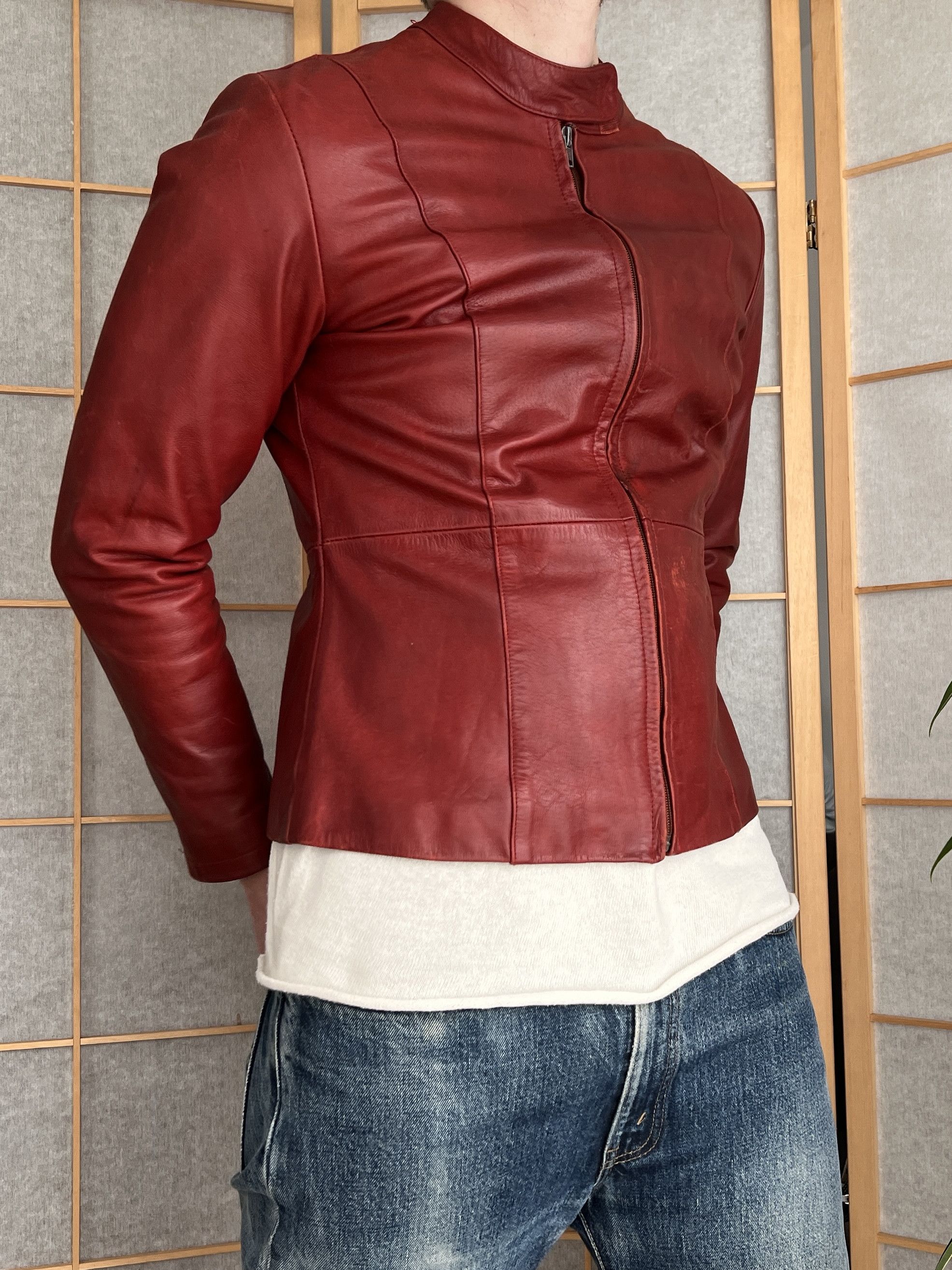If Six Was Nine Rick Owens style vintage 00s red cropped leather jacket rare Size US S / EU 44-46 / 1 - 1 Thumbnail