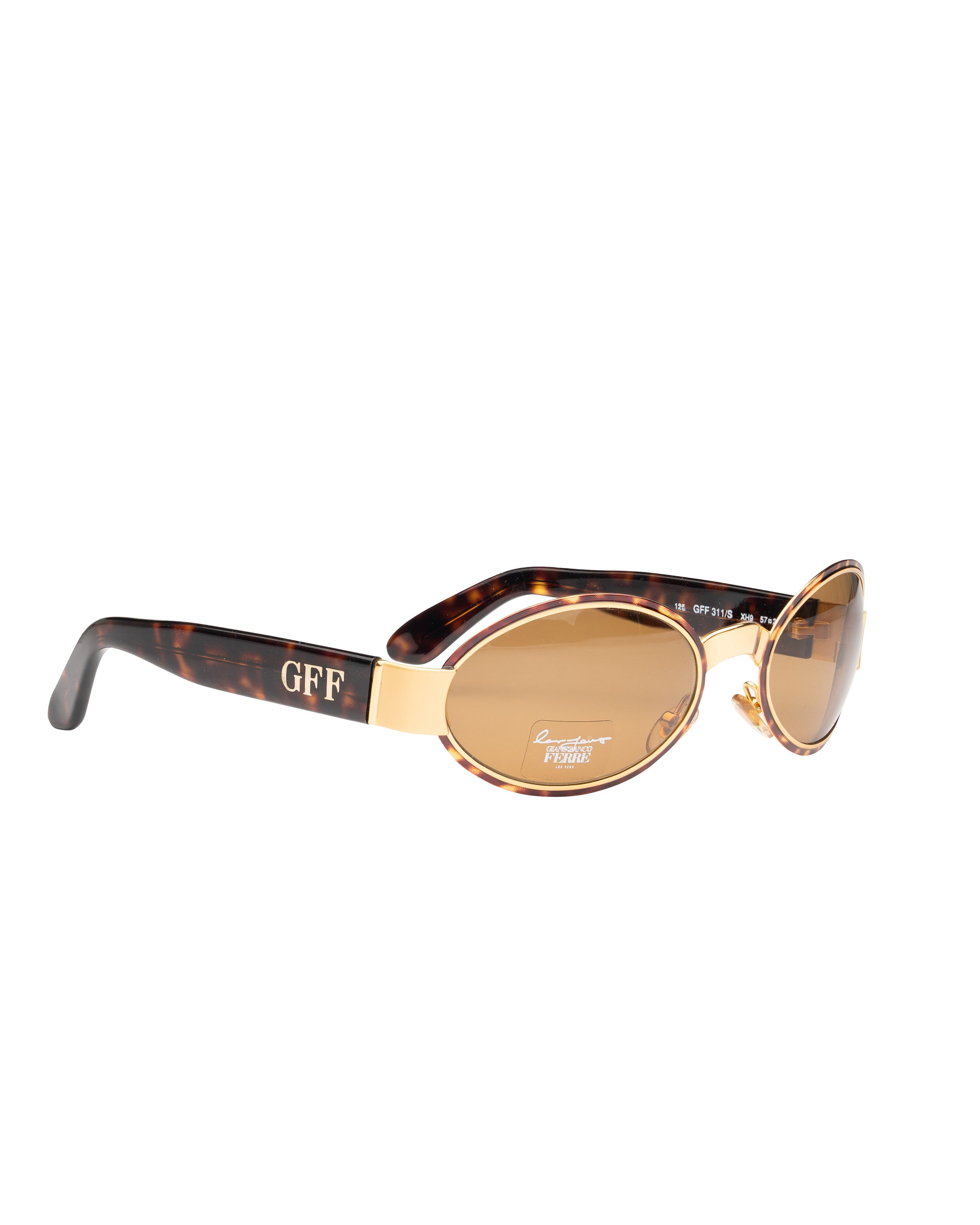 Gianfranco Ferre Gianfranco Ferre 90's Havana Brown & Gold Oval Sunglasses Size ONE SIZE - 3 Thumbnail