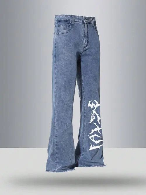 Jean × Vintage Flared DRIP DRILL denim jeans Y2K Size US 32 / EU 48 - 4 Thumbnail