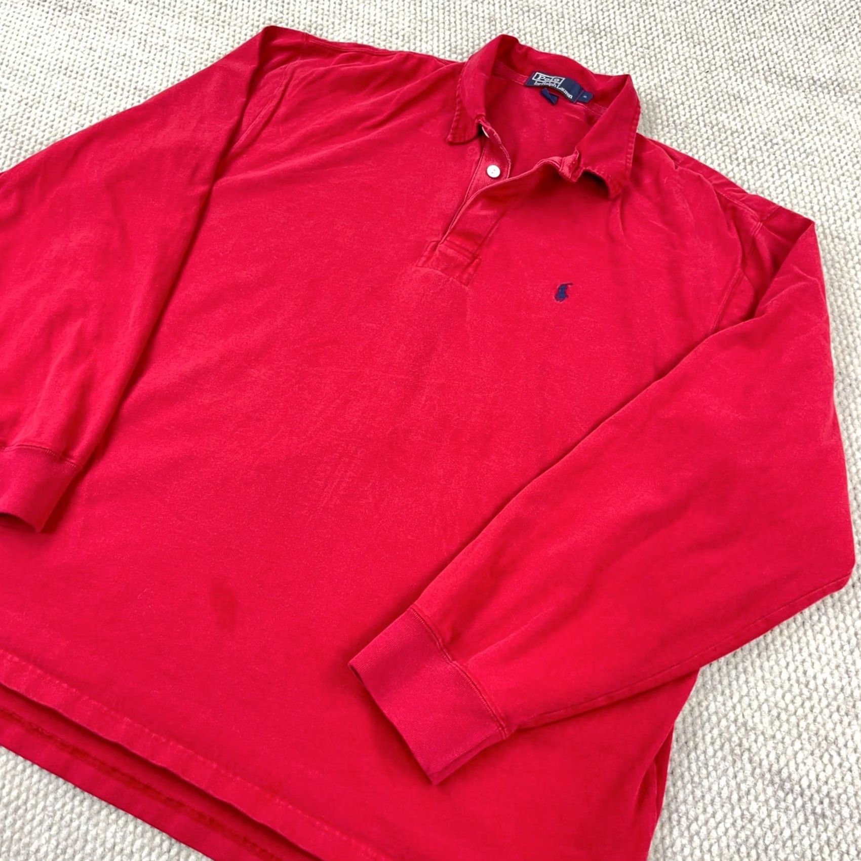 Polo Ralph Lauren VINTAGE Polo Ralph Lauren Rugby Shirt Men 2XL Red Blue 90s Long Sleeve Pony Size US XXL / EU 58 / 5 - 4 Thumbnail