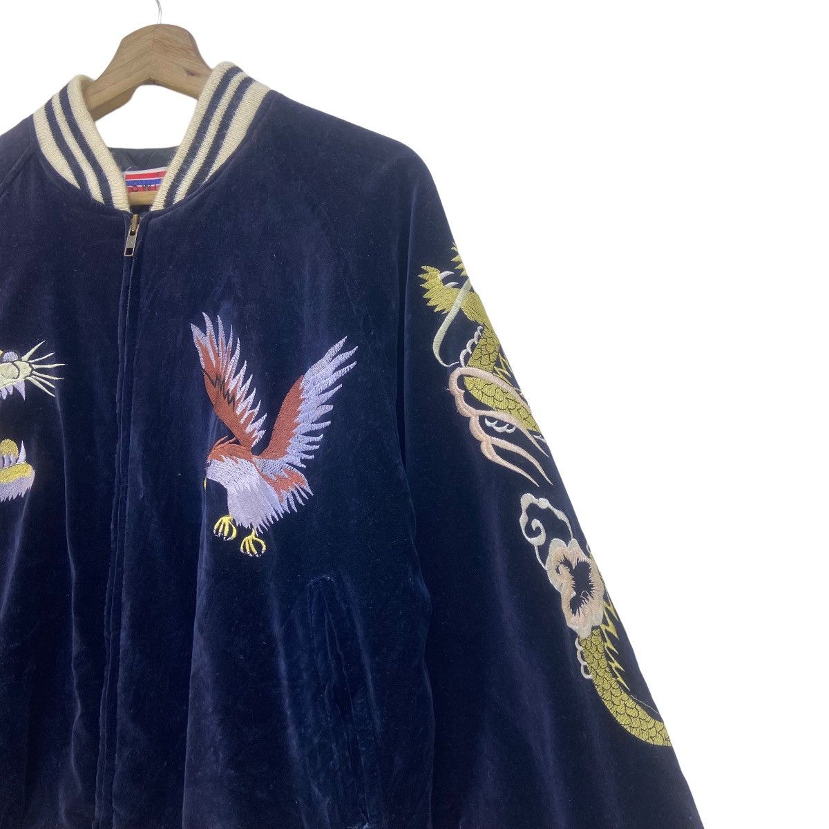 Japanese Brand Vintage Houston Navy Velvet Sukajan Souvenir Jacket Size US S / EU 44-46 / 1 - 18 Thumbnail