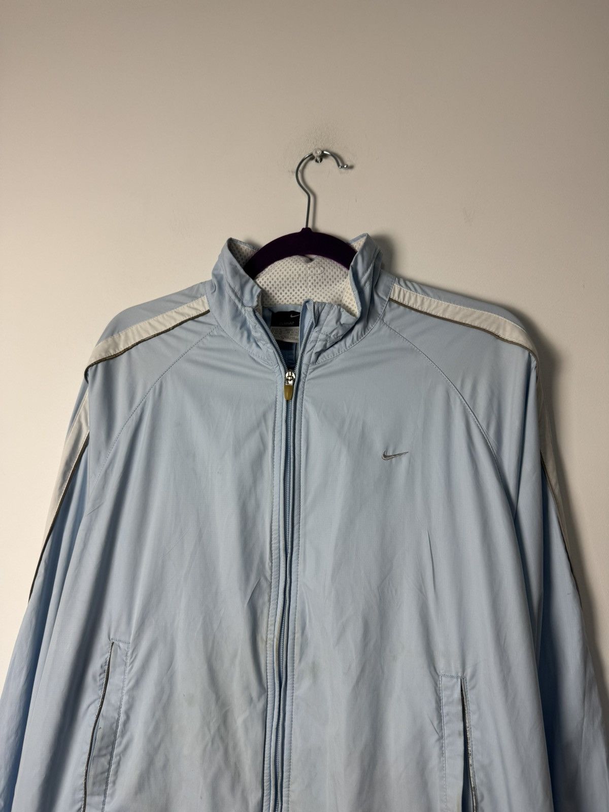 Nike Nike Swoosh Light Blue Track Jacket Vintage 00s Windbreaker Size US M / EU 48-50 / 2 - 2 Thumbnail