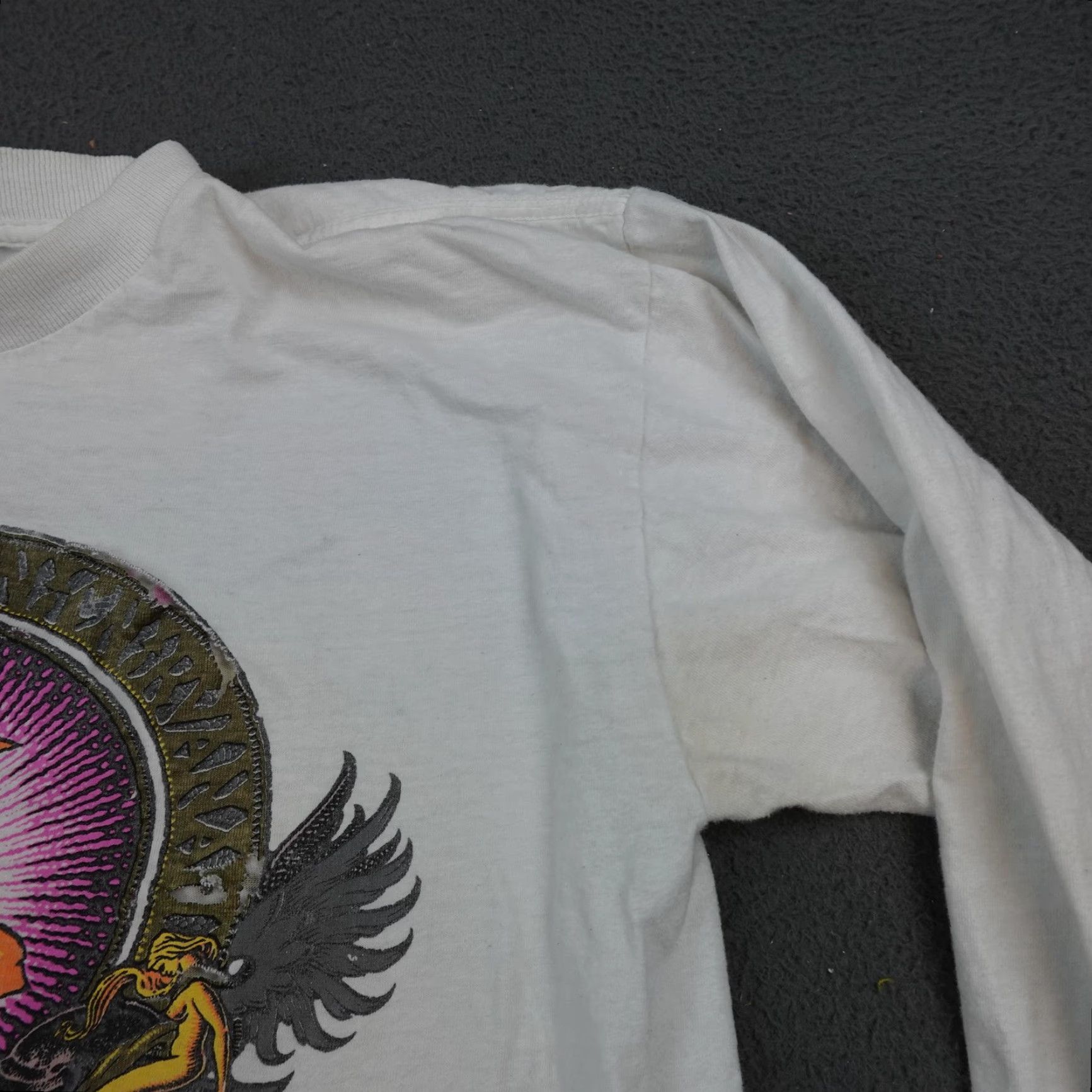 Vintage VINTAGE Robert Plant Manic Nirvana Shirt Mens M White 1990 Long Sleeve 90s Features Rock Band Graphic Print Crew Neck Mens Shirt Size US M / EU 48-50 / 2 - 3 Thumbnail