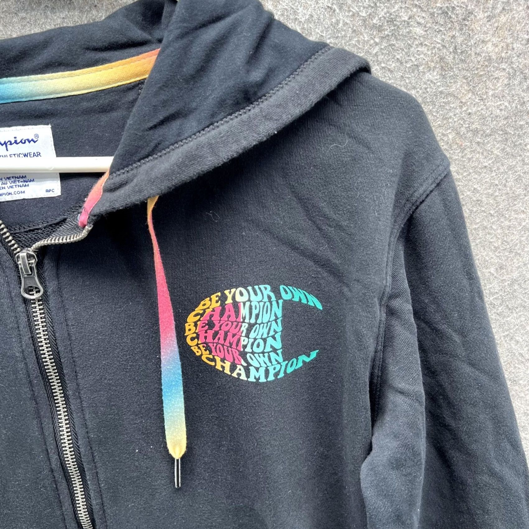Champion Champion Hoodie Womens Small Black Full Zip Fleece Be Your Own Champion Size S / US 4 / IT 40 - 4 Thumbnail