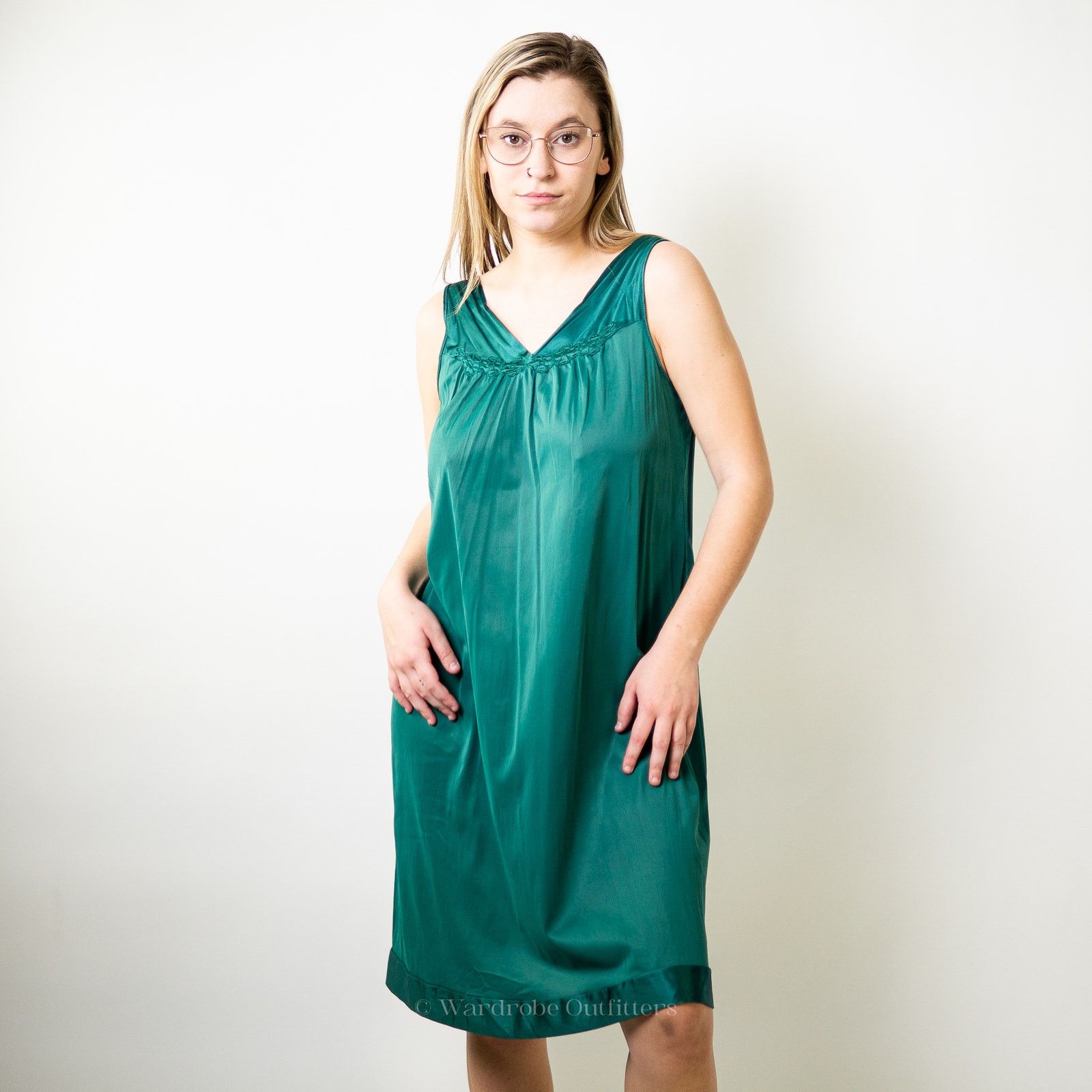 Vintage Vintage Emerald Green Lingerie Nightgown Size ONE SIZE - 3 Thumbnail