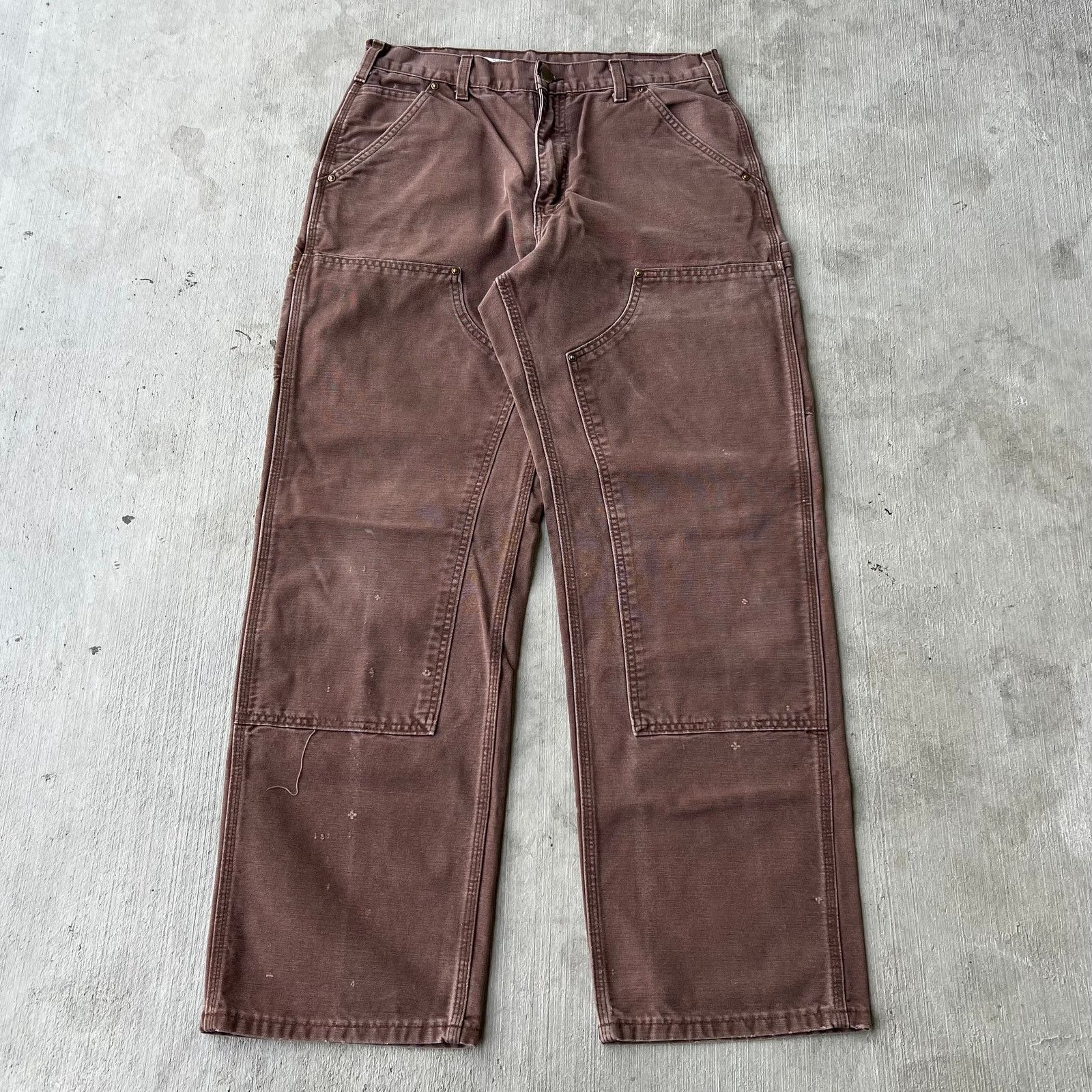Carhartt × Vintage Carhartt B136 CHT brown double knee work carpenter pants Size US 31 - 1 Thumbnail