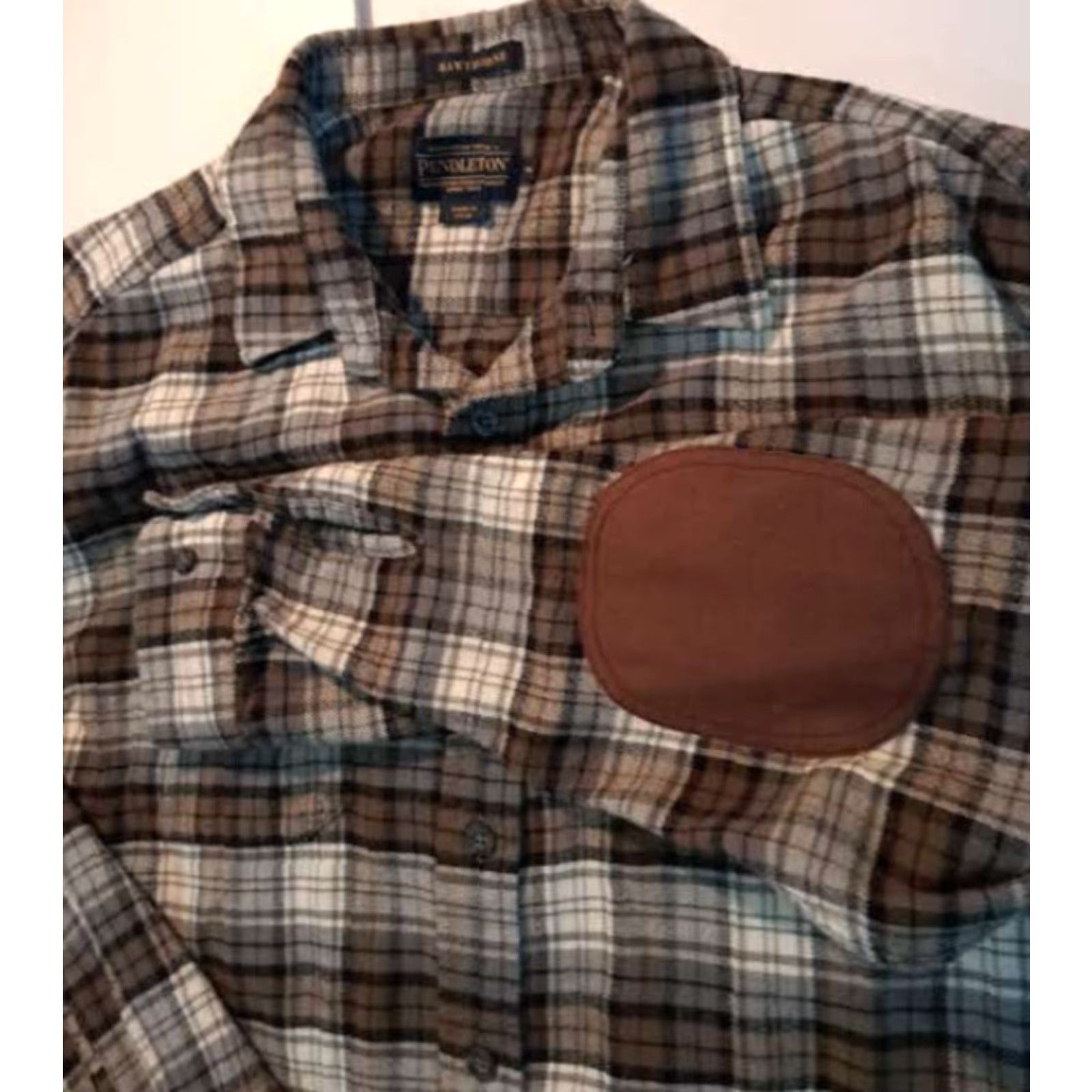 Pendleton VINTAGE Pendleton Flannel Brown Plaid Shirt with Elbow Patches XL Men Button-Up Long Sleeve Brown 30in 26in Pit to Pit Size US XL / EU 56 / 4 - 3 Thumbnail