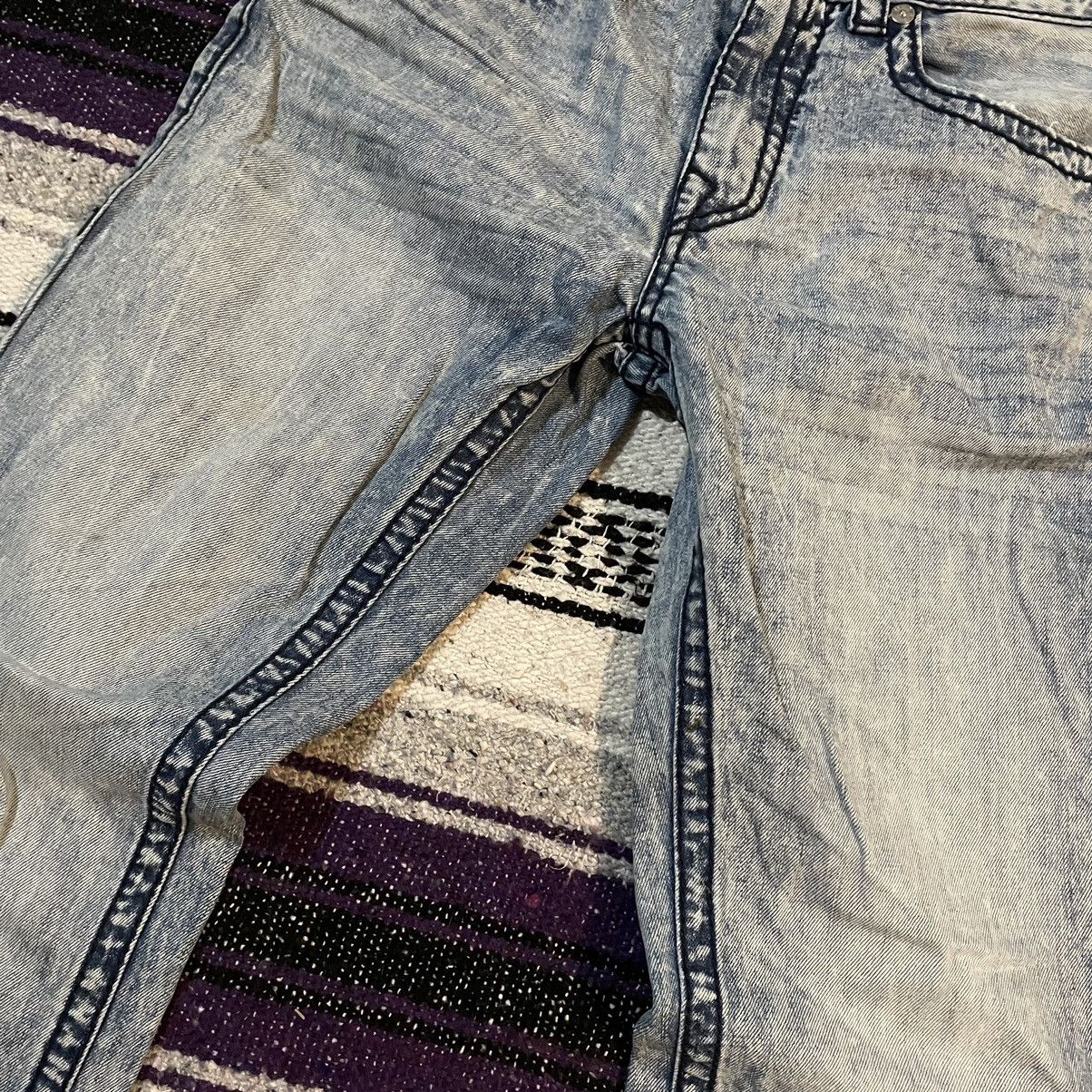 True Religion True Religion Skinny Stone Wash Blue Denim Jeans 35x31 Size US 35 - 3 Thumbnail