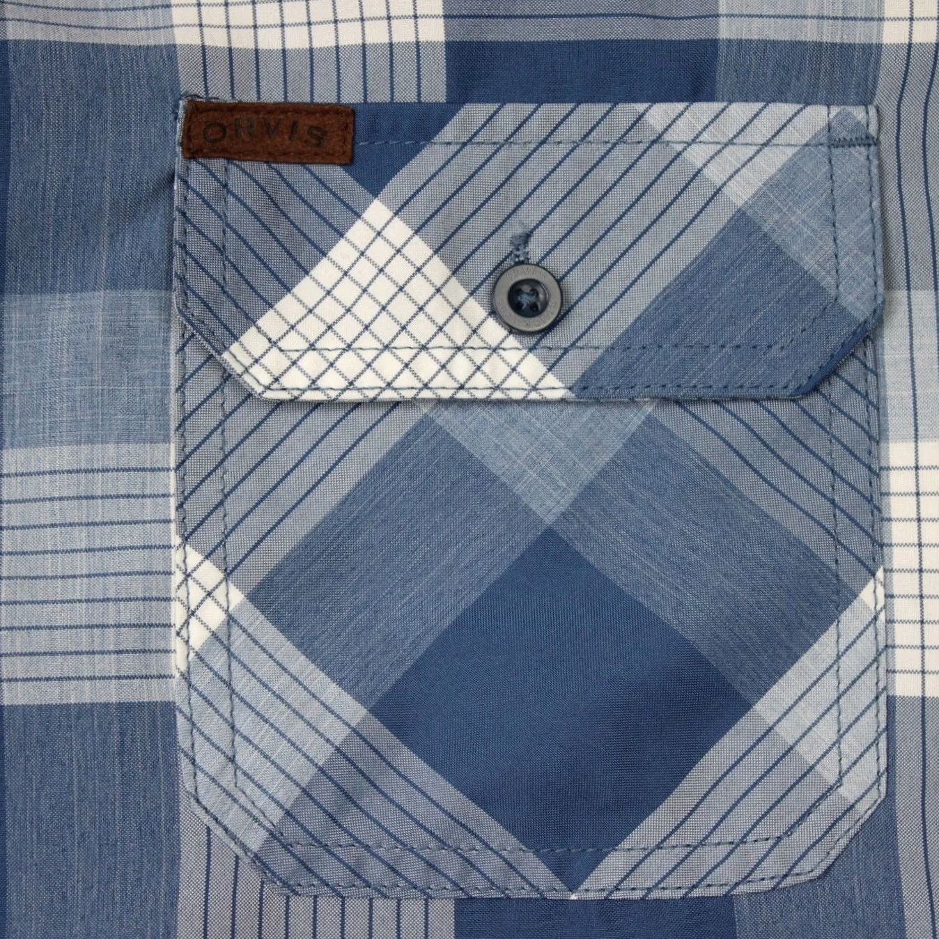 Orvis Orvis Shirt Mens Large Blue Plaid Three Forks Knit Short Sleeve Button Hiking Size US L / EU 52-54 / 3 - 5 Thumbnail