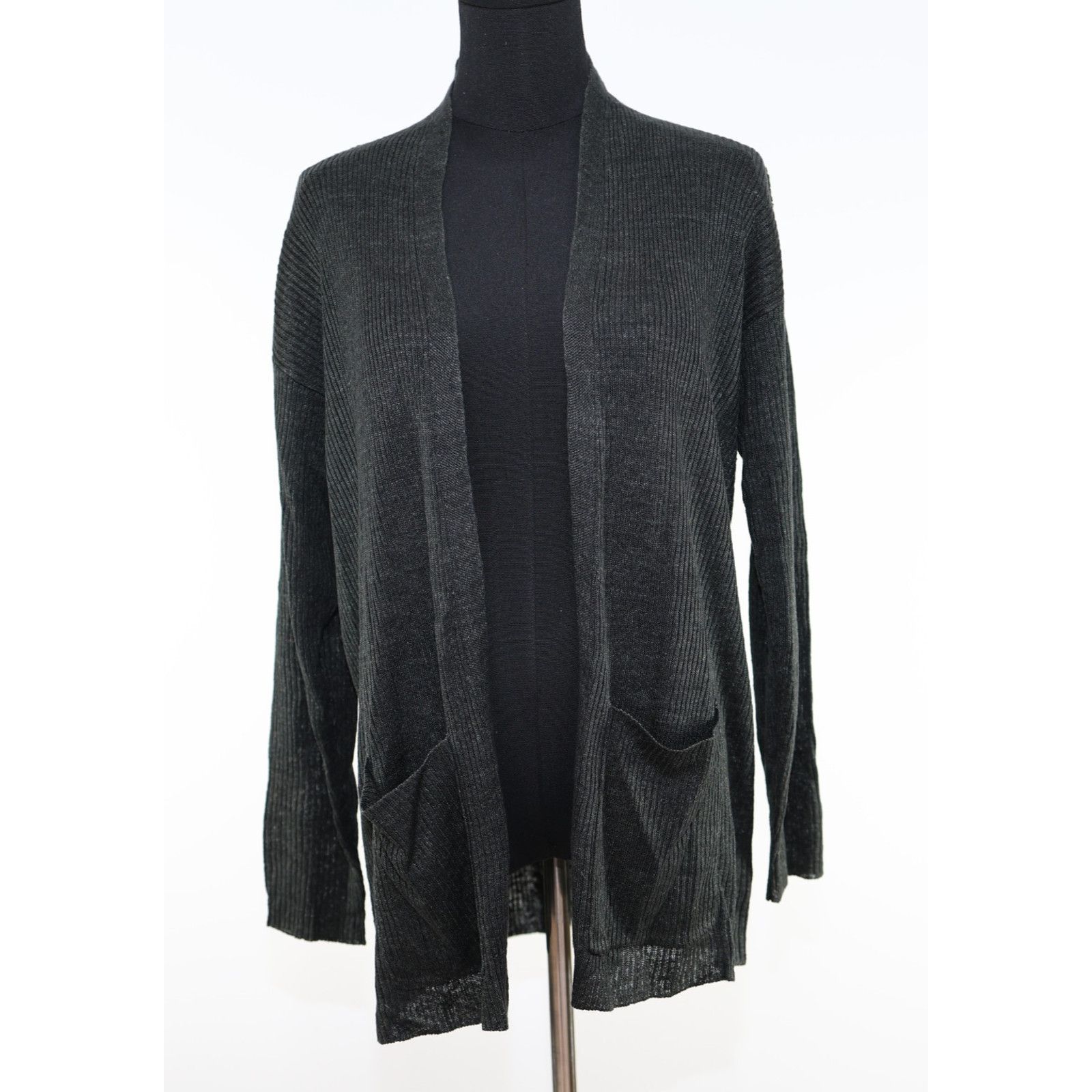 Eileen Fisher EILEEN FISHER Green Linen Open Front Long Cardigan Size S Size S / US 4 / IT 40 - 2 Thumbnail