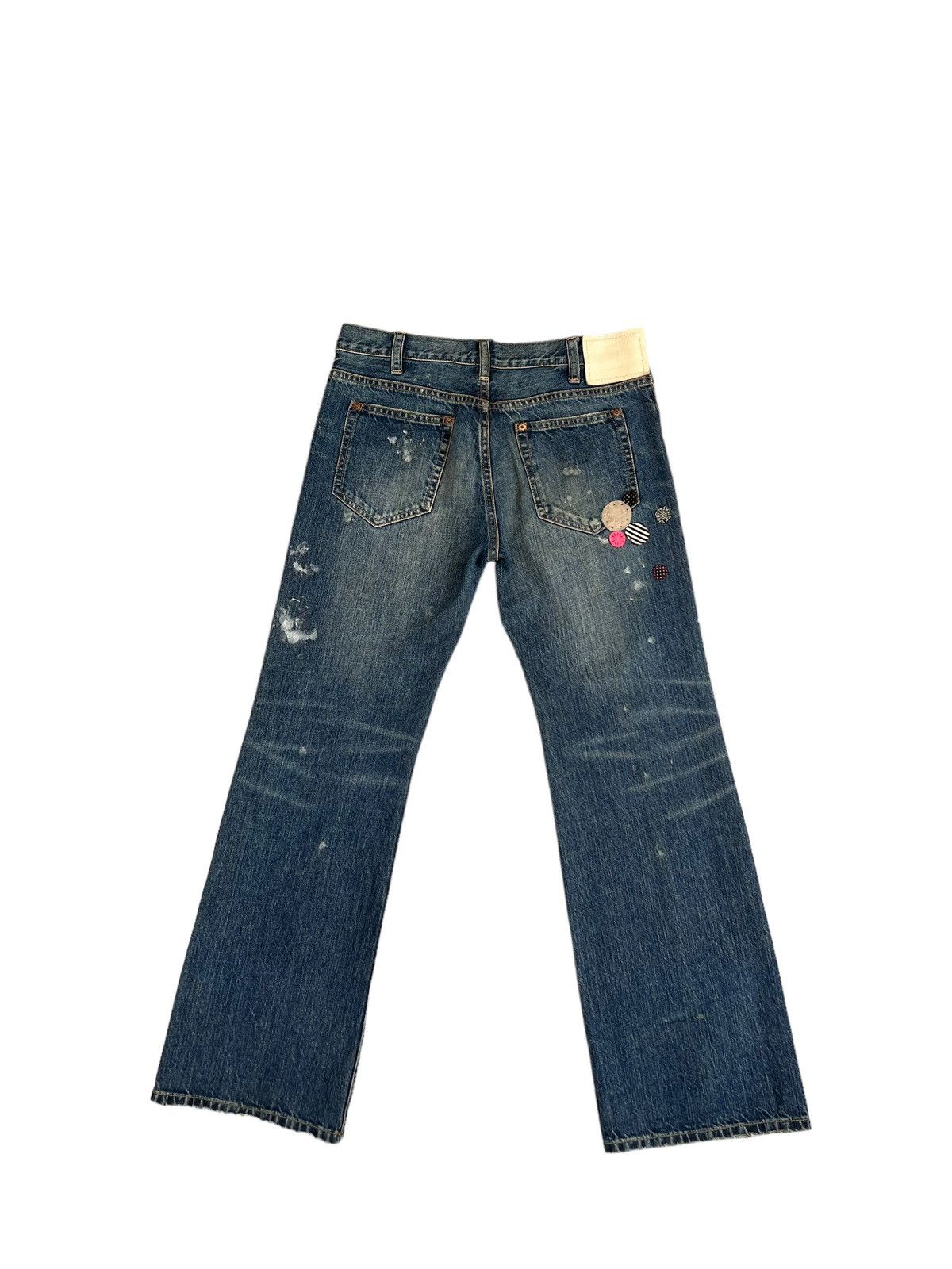 Vintage Vintage RNA Japan Distress Patchwork Mud Denim Flare Jeans Size US 29 - 2 Thumbnail