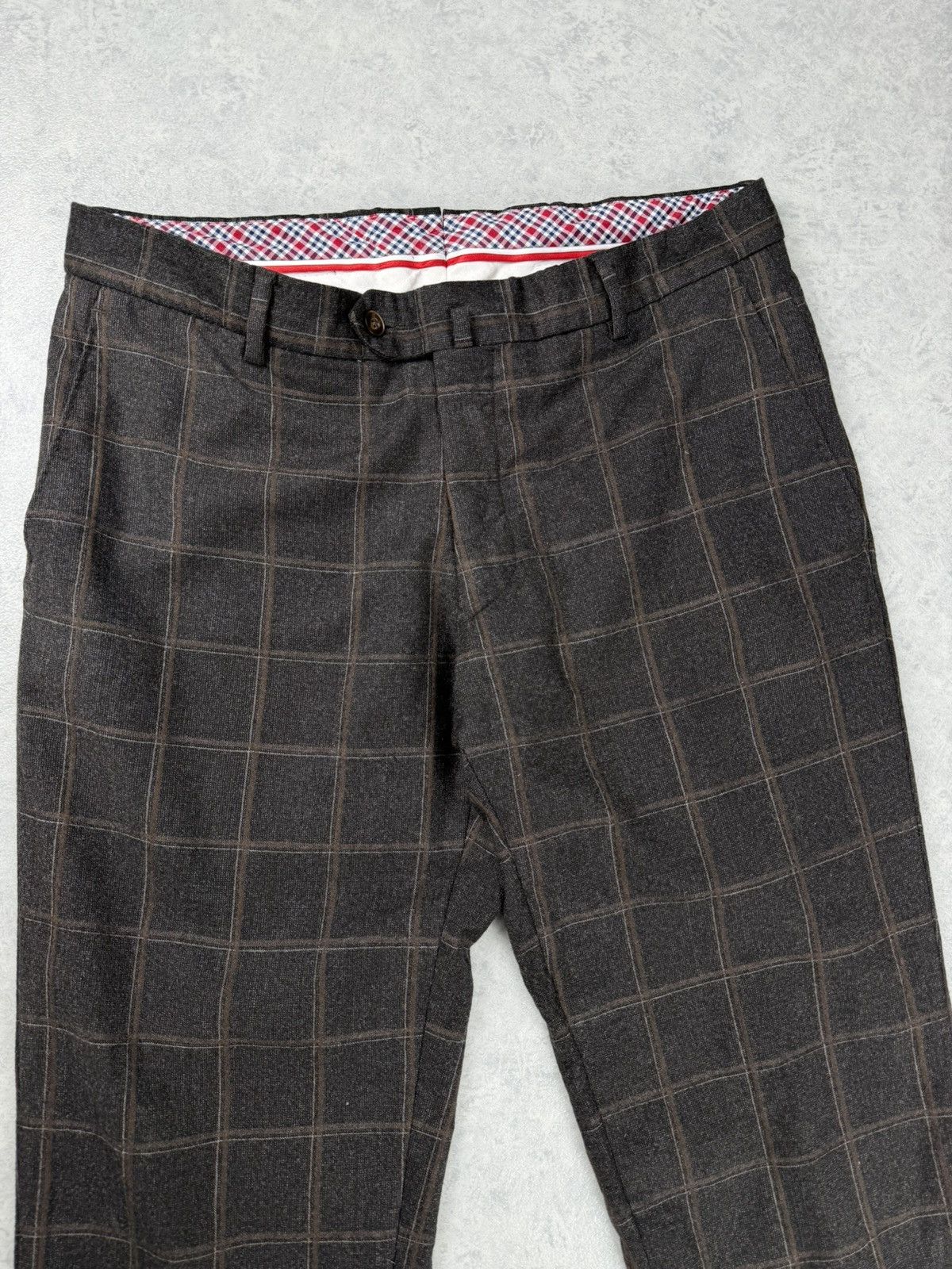L.B.M. 1911 L.B.M. 1911 Tailored Wool Trousers Check Brown Size 50R Size 40R - 3 Thumbnail