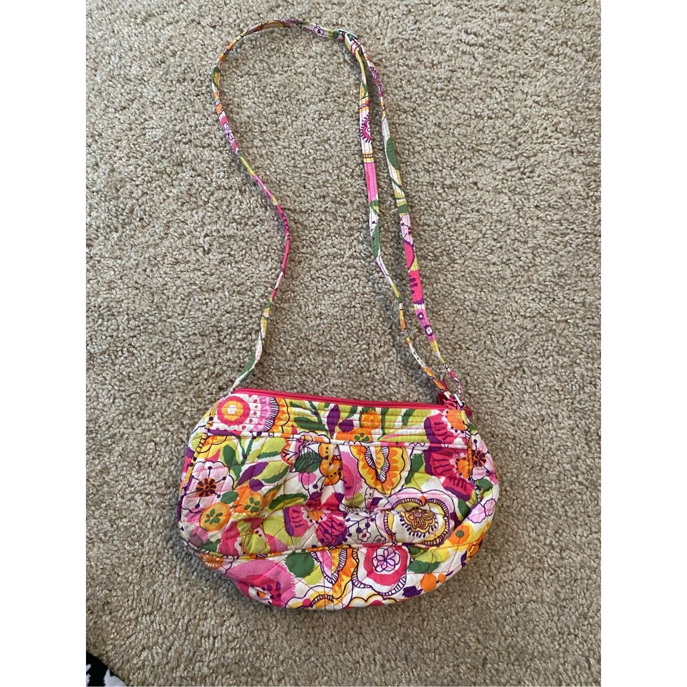 Bradley Mountain Vera Bradley Frannie Crossbody Clementine, Pink White Green, Size ONE SIZE - 7 Thumbnail