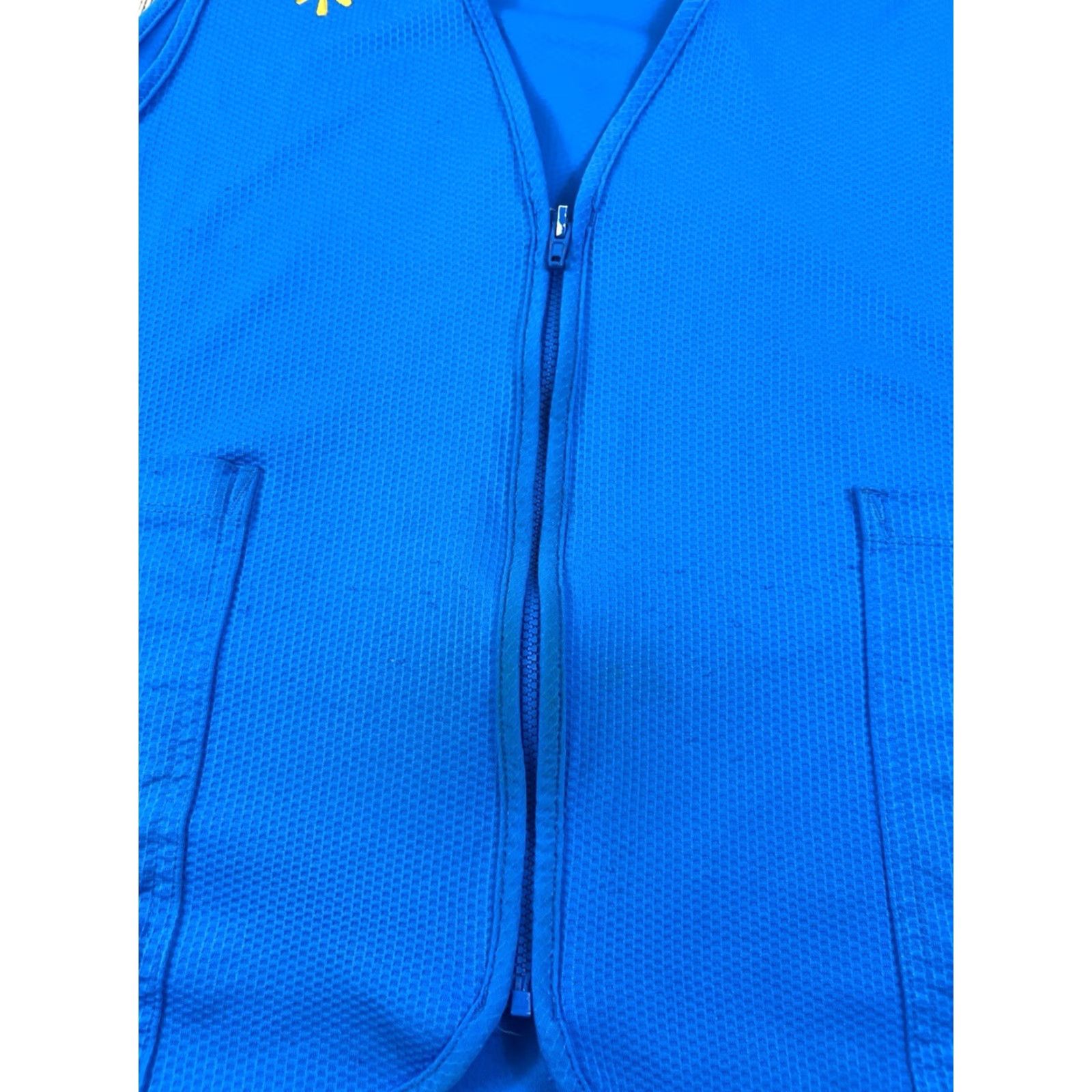 Walmart Walmart Vest 2XL Blue Full Zip Employee Uniform Polyester Unisex Mens Womens, Retail, Pre owned, Light yellowing on front along zipper Size US XXL / EU 58 / 5 - 4 Thumbnail