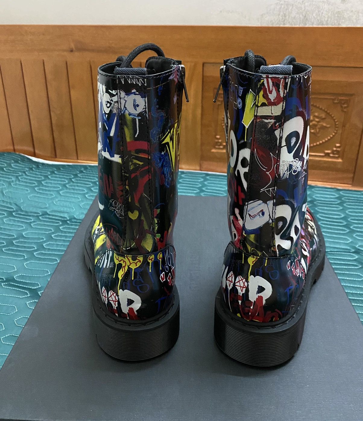 Vetements Vetement Black Graffiti military lace-up combat boots Size US 8 / EU 41 - 10 Thumbnail
